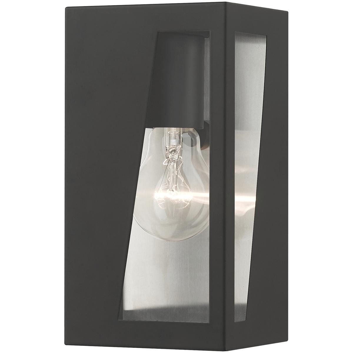 Livex Lighting -  28931-04 Forsyth Outdoor Wall Light Black with Brushed Nickel Stainless Steel
