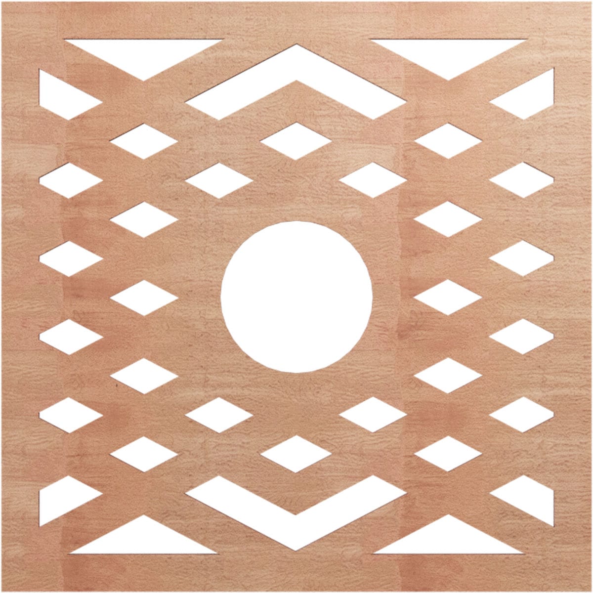 Ekena Millwork CMWP24X24X0250CHCH Chevron Fretwork Pierced 24-in W x 24-in L Architectural Cherry Wood Whole Ceiling Medallion