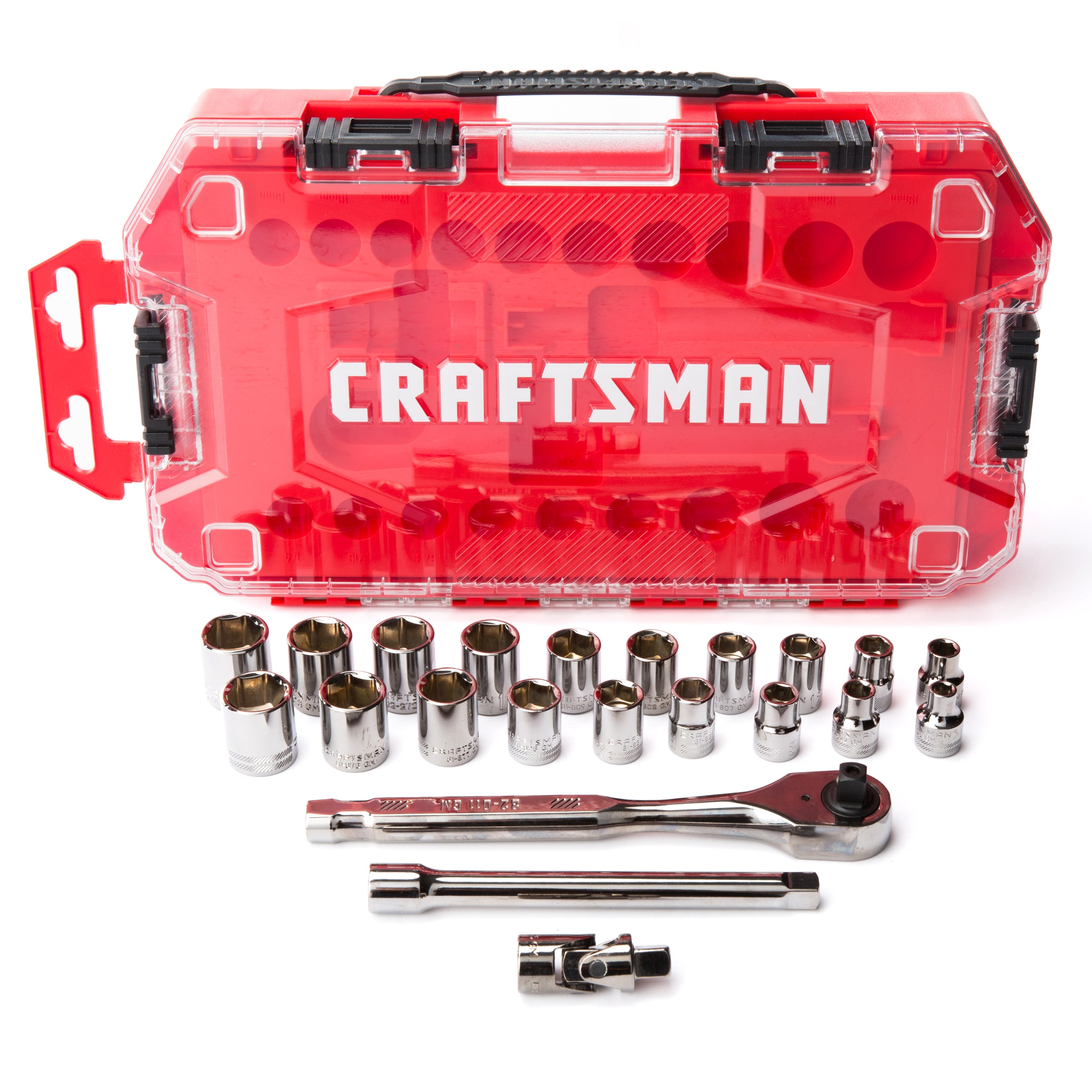 CRAFTSMAN 22-Piece Standard (SAE) and Metric Combination Gunmetal Chrome  Mechanics Tool Set (3/8-in;) in the Mechanics Tool Sets department at  Lowes.com