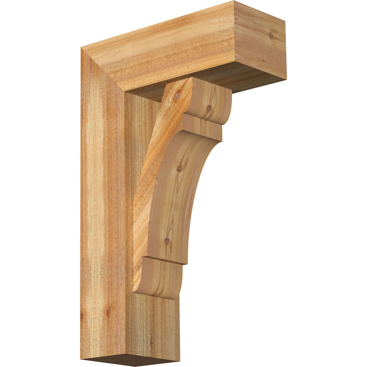 Ekena Millwork 1463469 Olympic Block Rough Sawn Bracket with Offset Brace 8-in x 20-in x 32-in Western red cedar Brown Wood Standard bracket