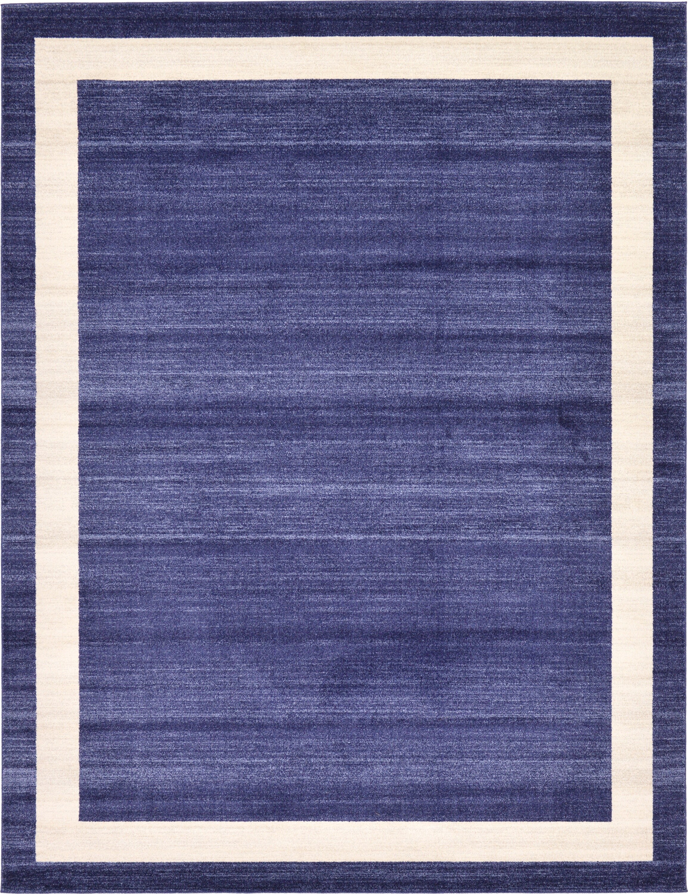 Unique Loom 3127273 Maria Del Mar 9 x 12 Navy Blue/Ivory Indoor Border Industrial Area Rug