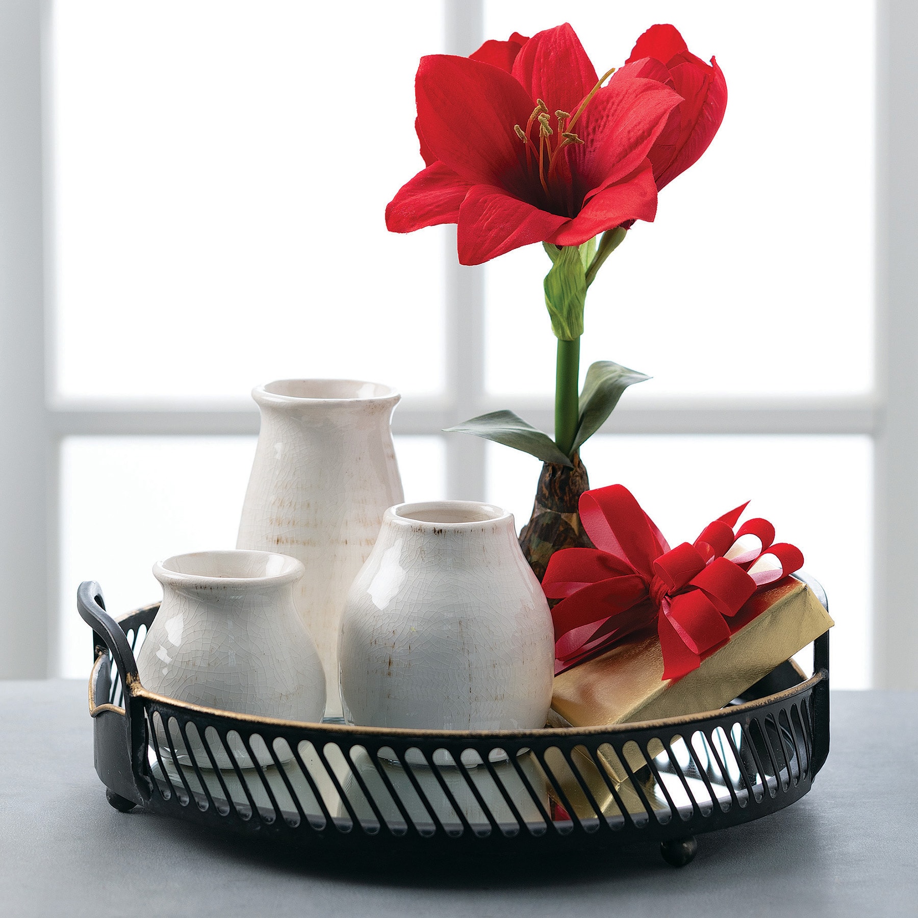 Petite Ceramic Bud Vases Set, Off-White, Modern Farmhouse Design