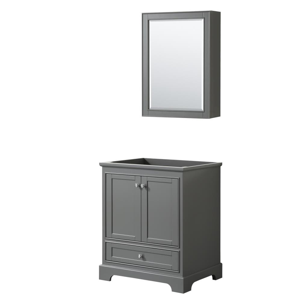 Wyndham Collection WCS202030SKGCXSXXMED Deborah 30-in Dark Gray with Polished Chrome Trim Bathroom Vanity Base Cabinet without Top (Mirror Included) (Medicine Cabinet Included)