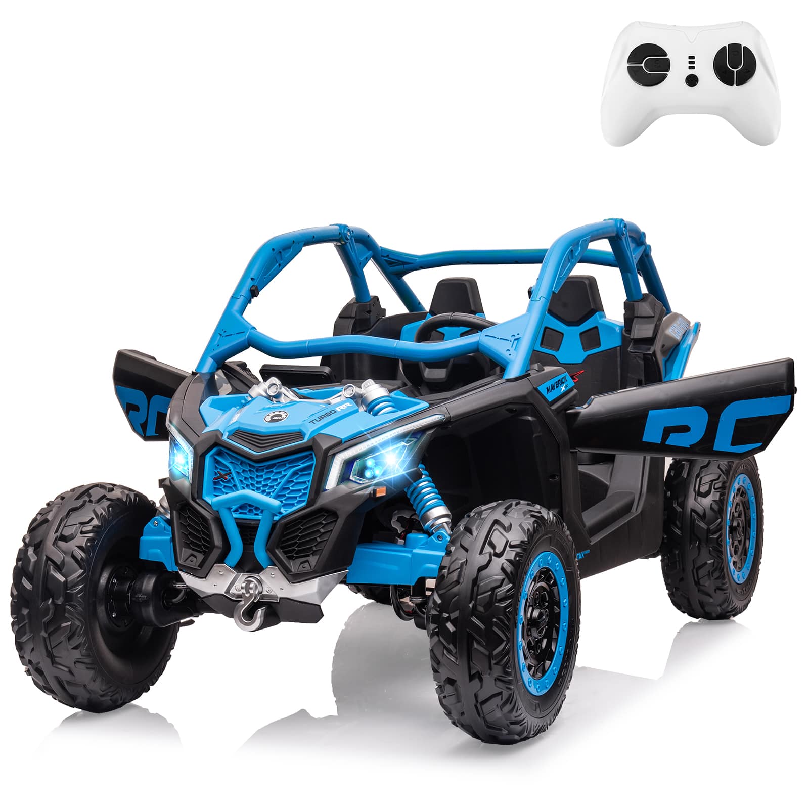 Qeetex SUN-PTO-0YV2ZHH2 CAN-AM Licensed 2-Seater Electric Ride-On UTV for Kids Blue