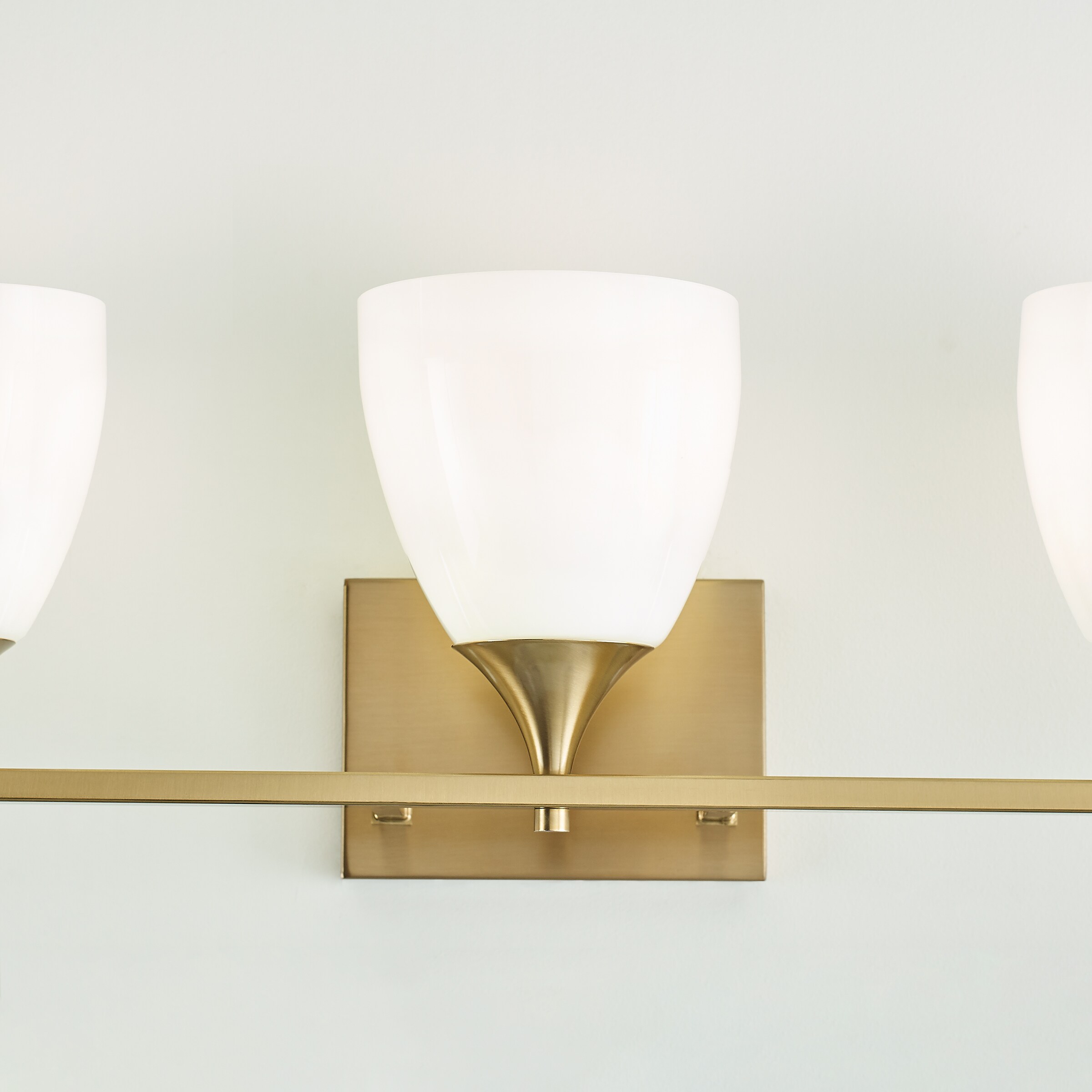 Toffino Satin Brass and Milk Glass 3-Light Wall Sconce
