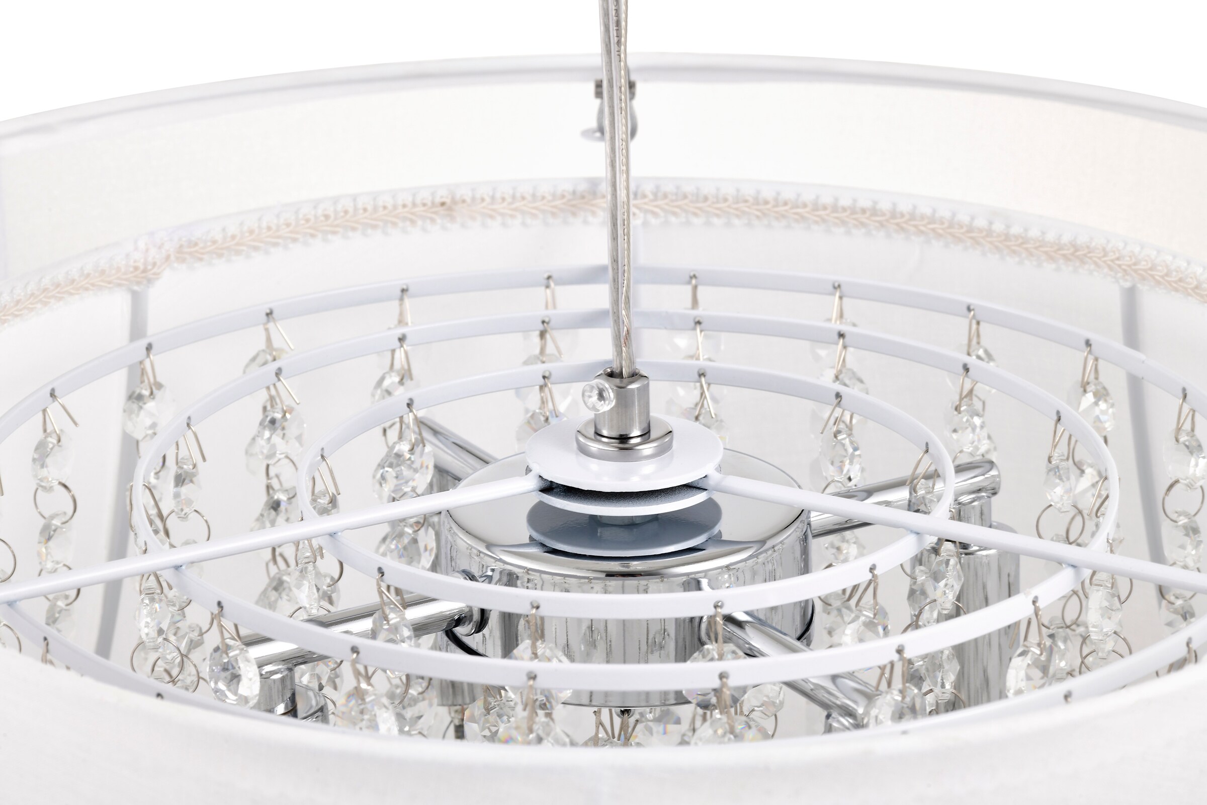 Chrome 4-Light Drum Chandelier with Crystal Accents
