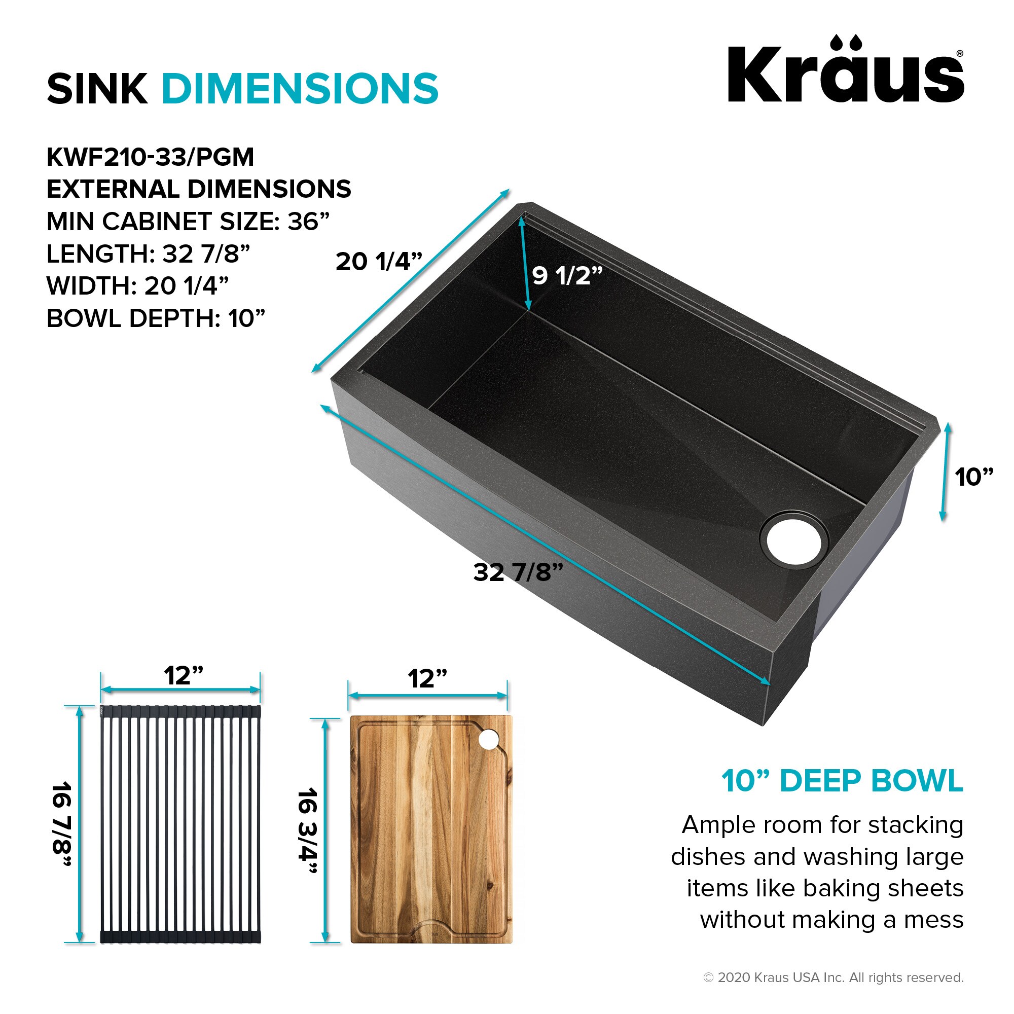 Kraus KWF210-33/PGM Kitchen-Sinks - View #7