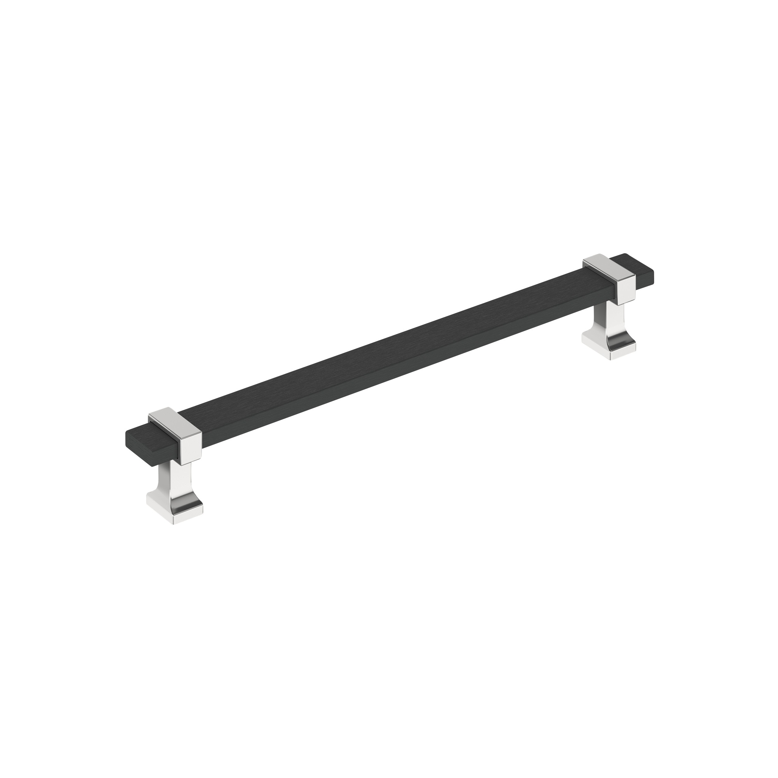 Amerock BP37081BMB26 Overton 7-9/16-in , 192mm Center to Center Brushed Matte Black/Polished Chrome Rectangular Bar