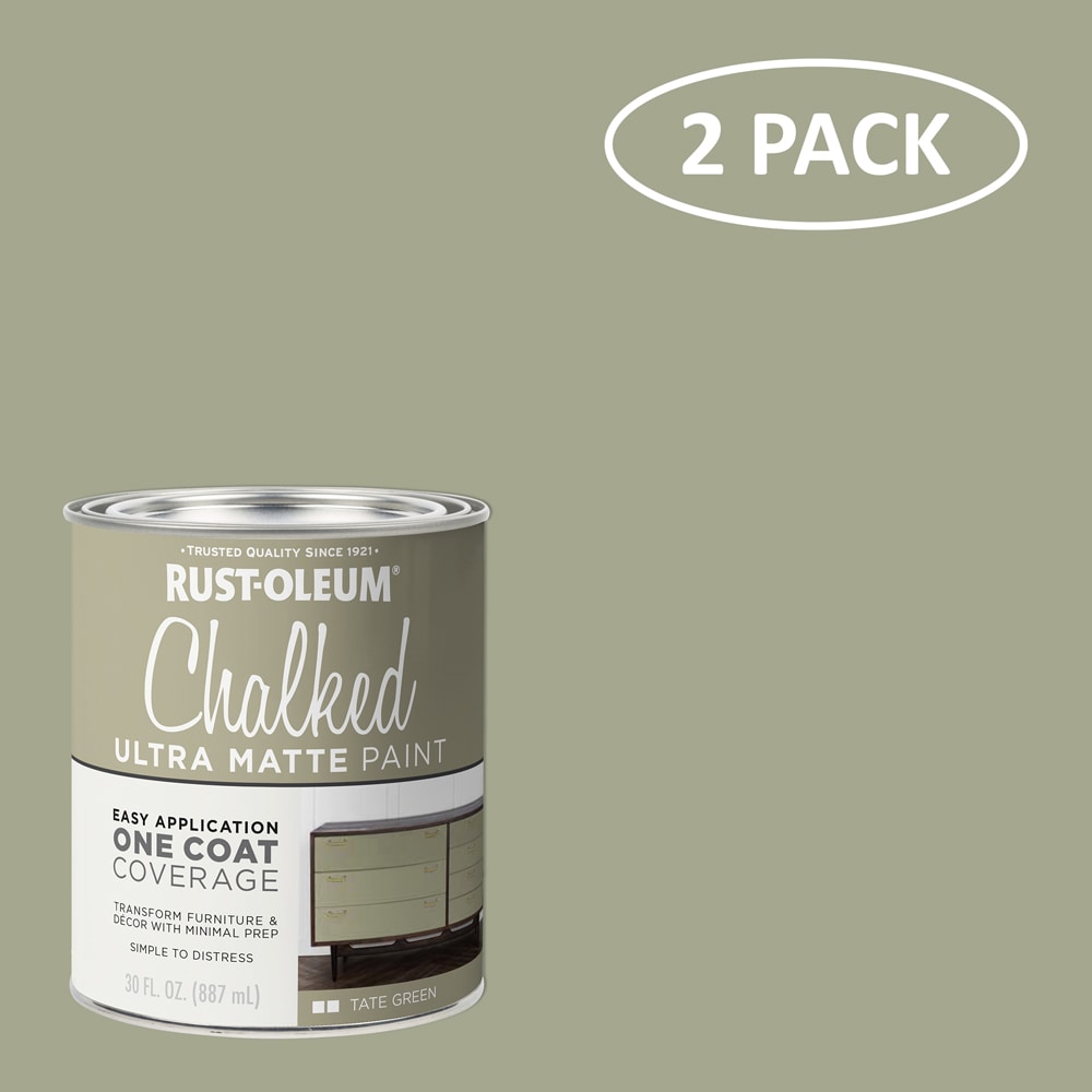 Rust-Oleum 371674SOS Specialty Water-based Pre-tinted Low Odor Tate Green Chalky Paint (1-quart) 2-Pack