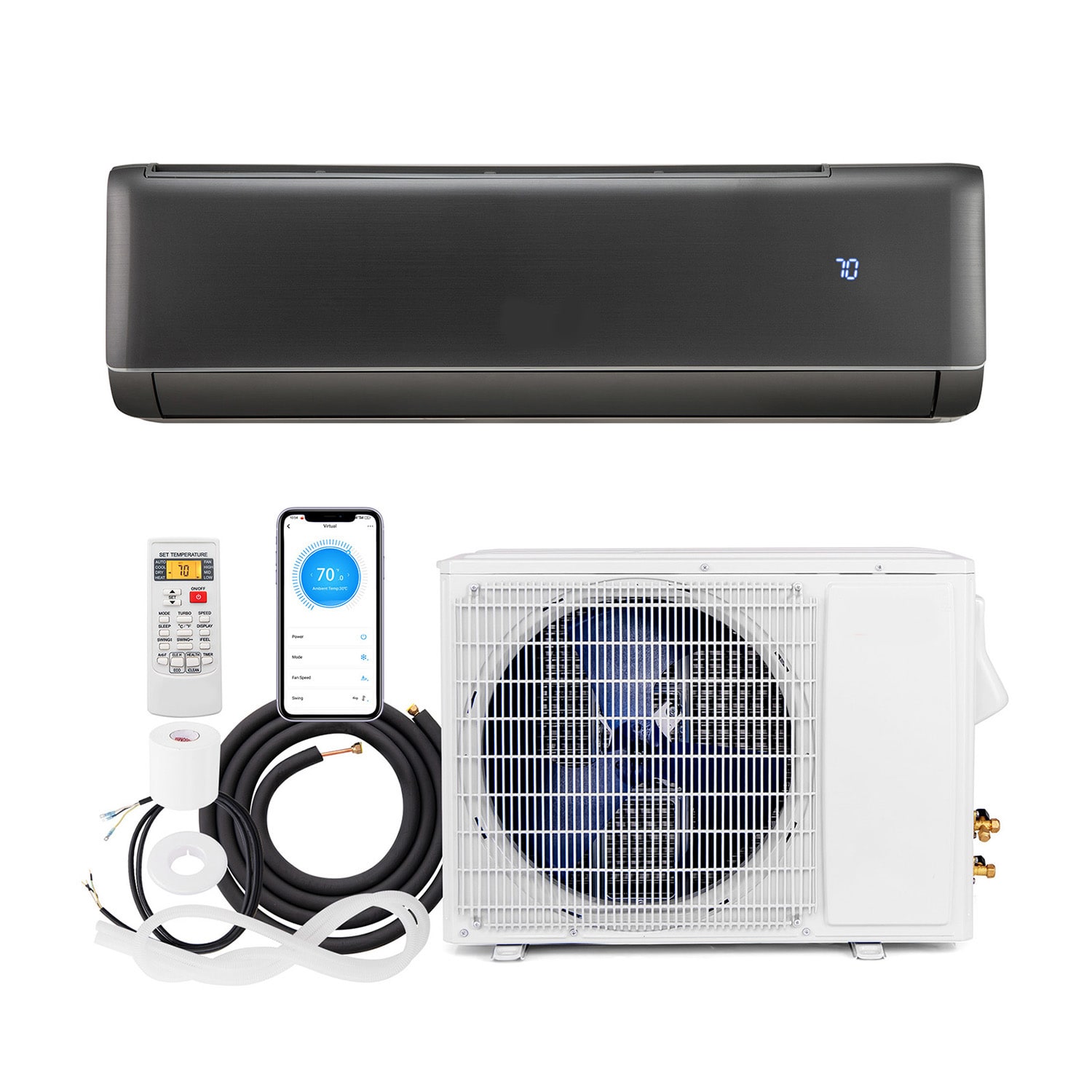 GIVIMO 12000 BTU 21 SEER2 208-230V Ductless Mini Split Air Conditioner and Heat Pump Energy Star Certified Cools Up to 750-sq ft Gray