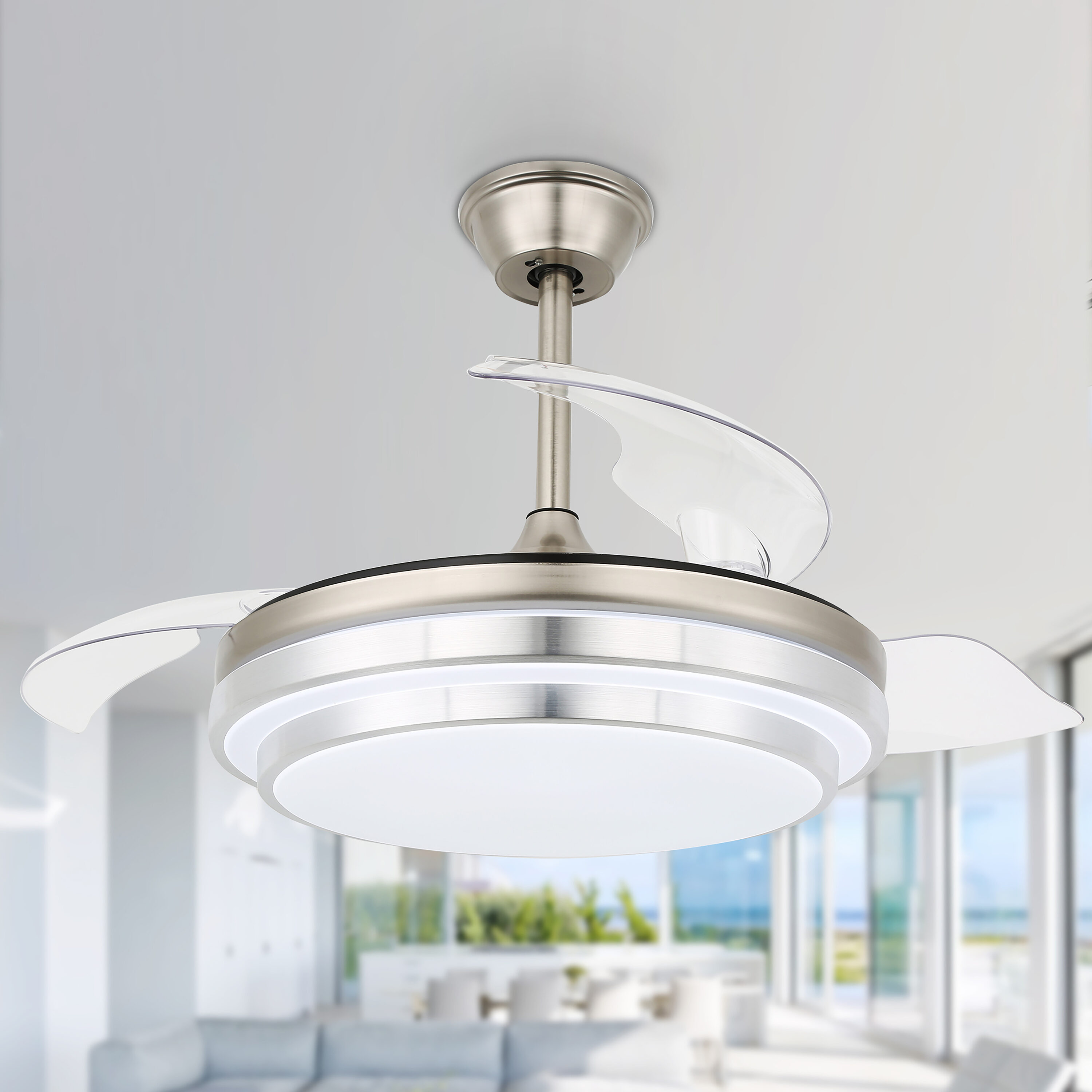 Cusp Barn BD4204 BD4204 42-in Color-Changing Chrome with Ceiling Fan With Light - Remote Included ( 3 -Blade )