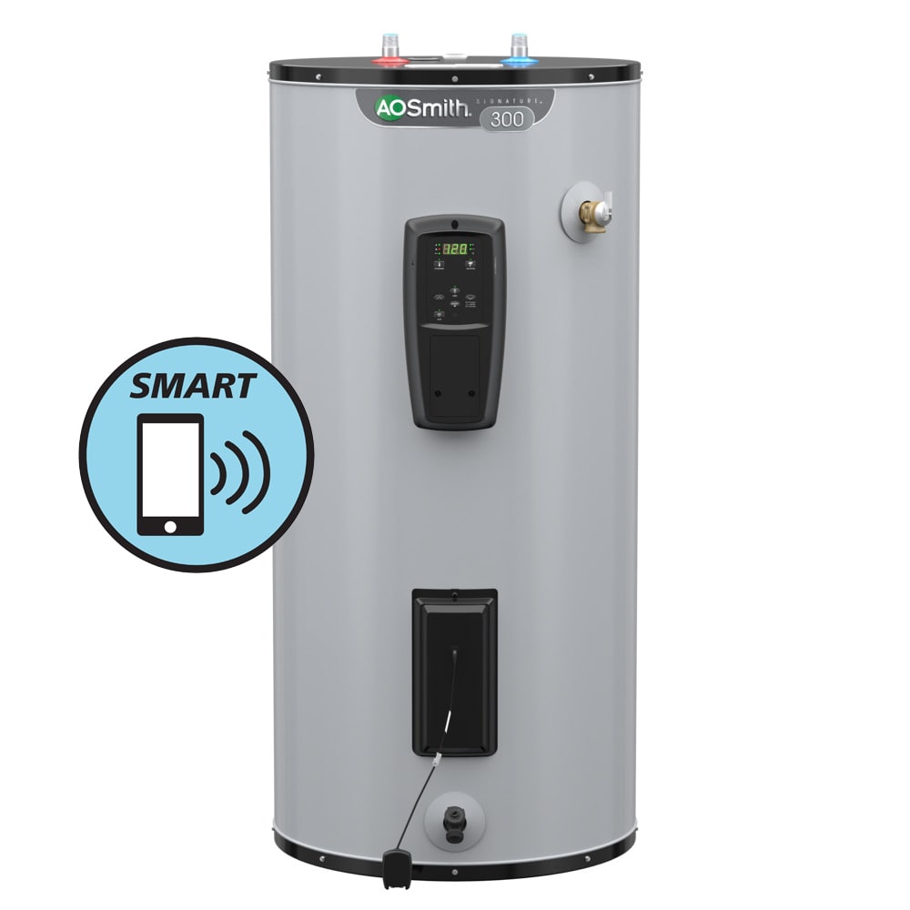 Signature 300 50-Gallon Short 9-year Limited Warranty 5500-Watt Double Element Smart Electric Water Heater | - A.O. Smith EE9-50R55DV