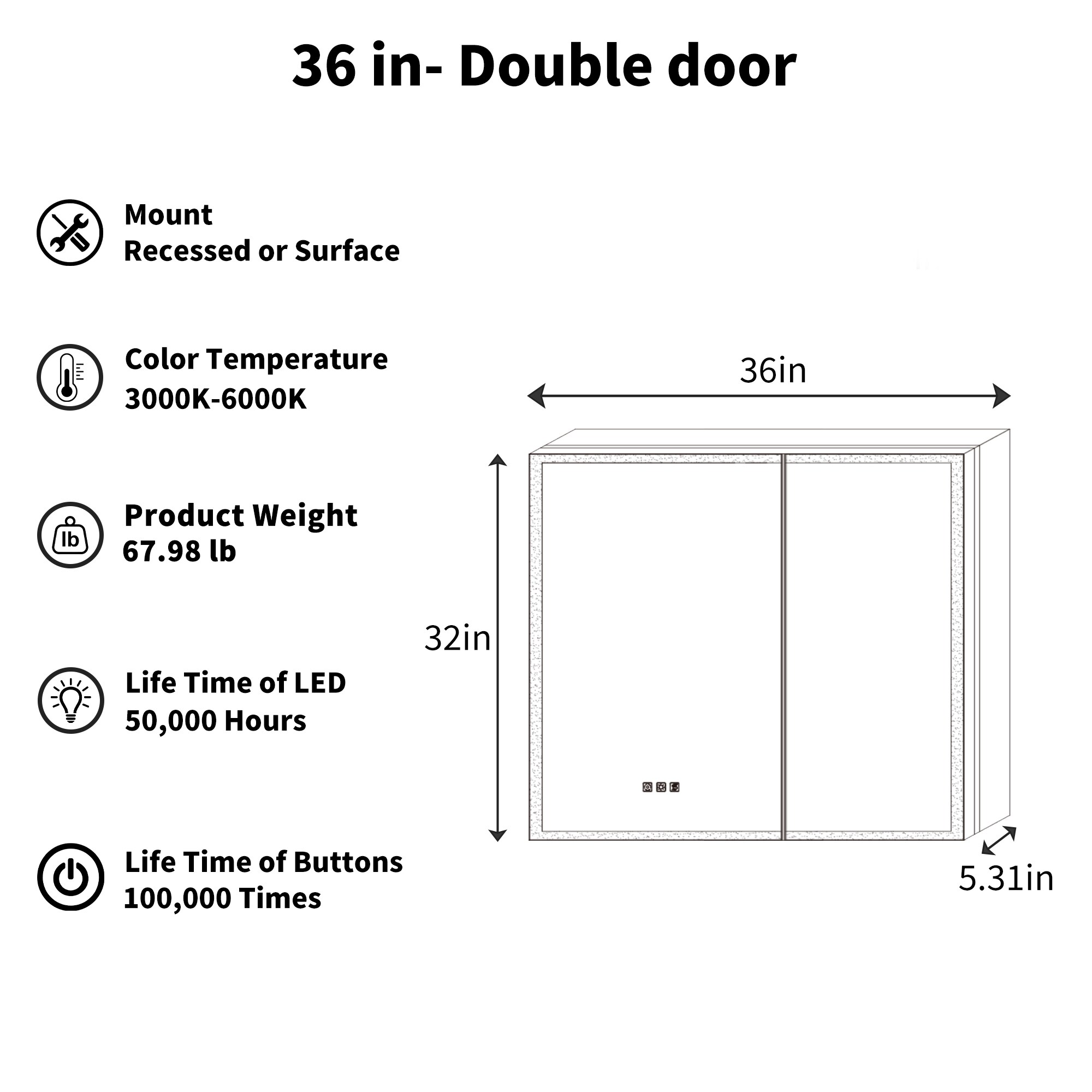 ExBrite MC3632V12DX Bathroom-Medicine-Cabinets - View #2