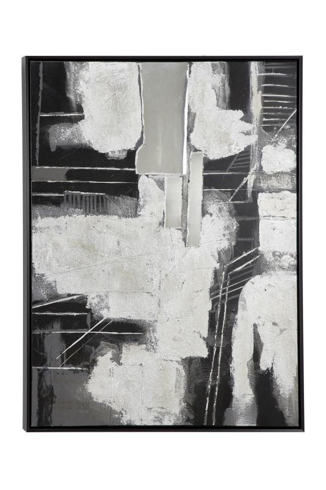 Grayson Lane 87793 28.5 x 38.5 Gray Black and White 3D Multi-Media Abstract Painting in Wood Frame