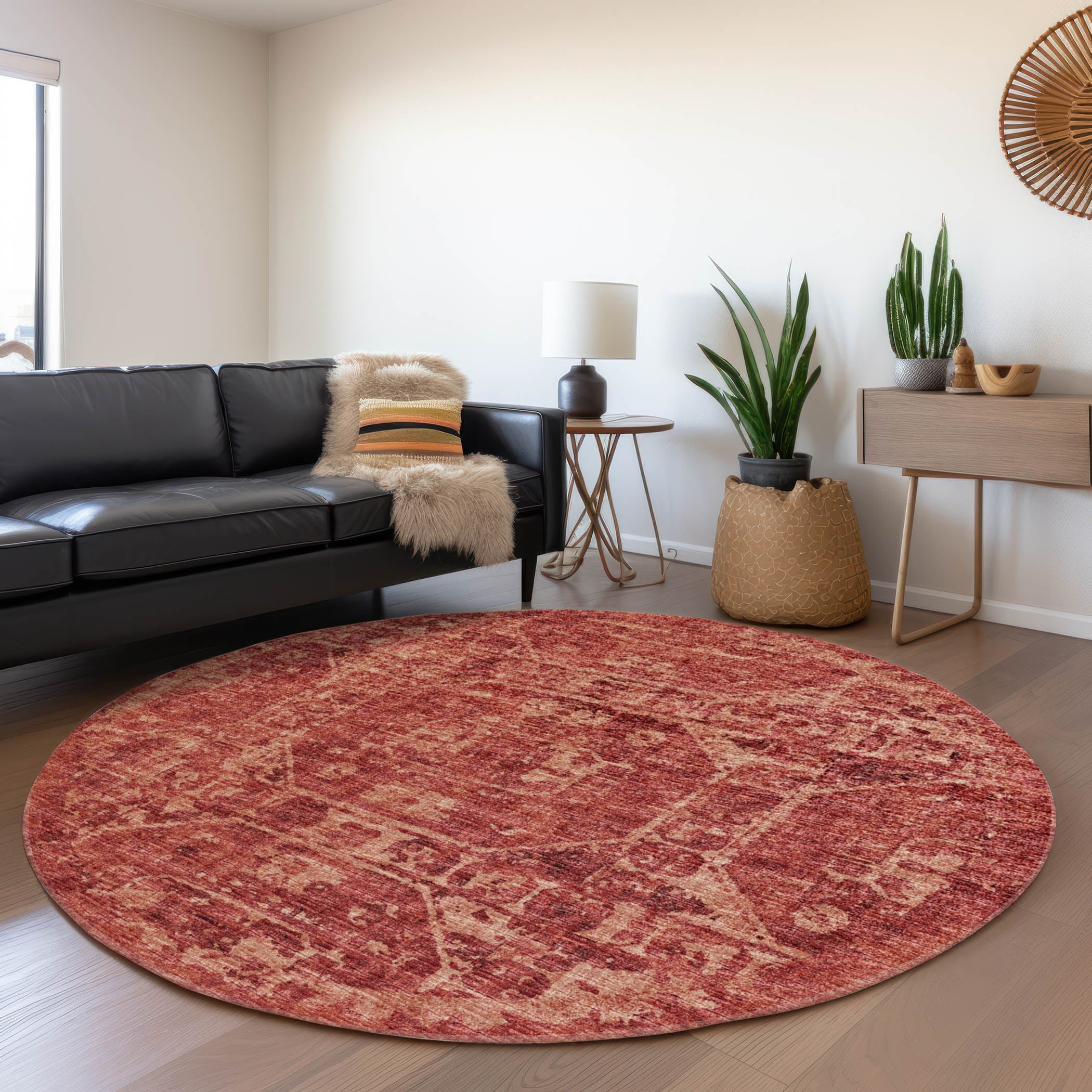Addison Rugs AMF41SP8RO 8 x 8 (ft) Loomed Polyester Spice Round Indoor Abstract Machine washable Area rug