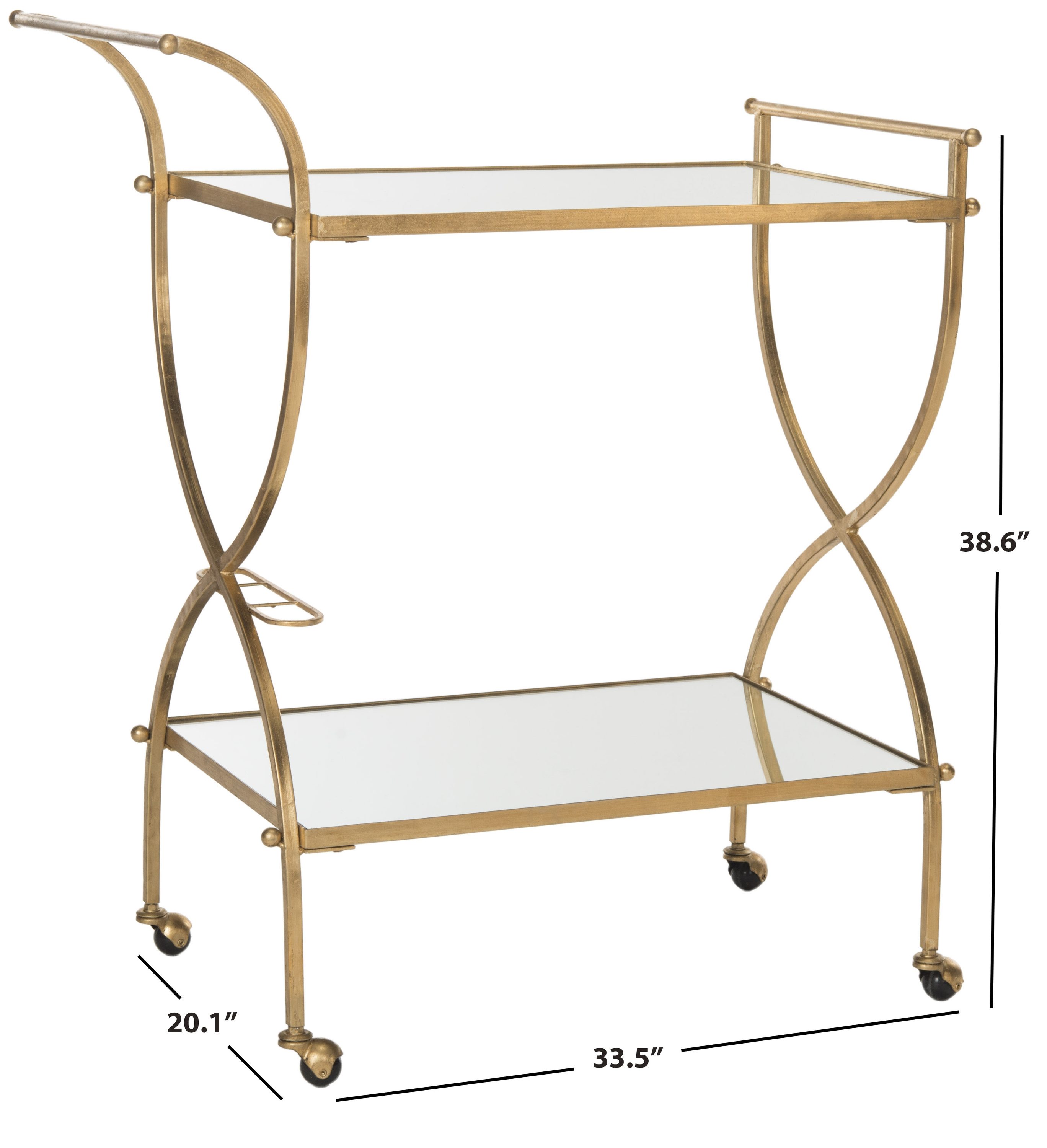 Safavieh Gold Metal Base with Mirror Top Kitchen Cart (33.5-in x 20.1-in x 38.6-in)