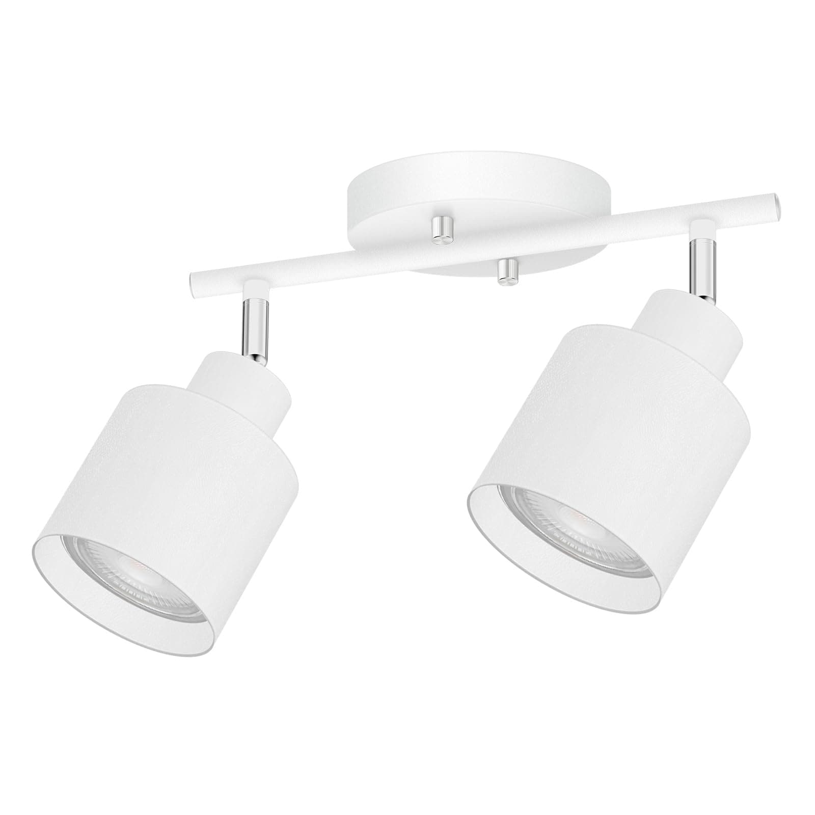 Lukvuzo  2 Light LED Track Lighting Kit Matte White Aluminum Shade GU10 Socket Ceiling Fixture 16.9 in x 4.72 in x 10.2 in for Kitchen Bedroom