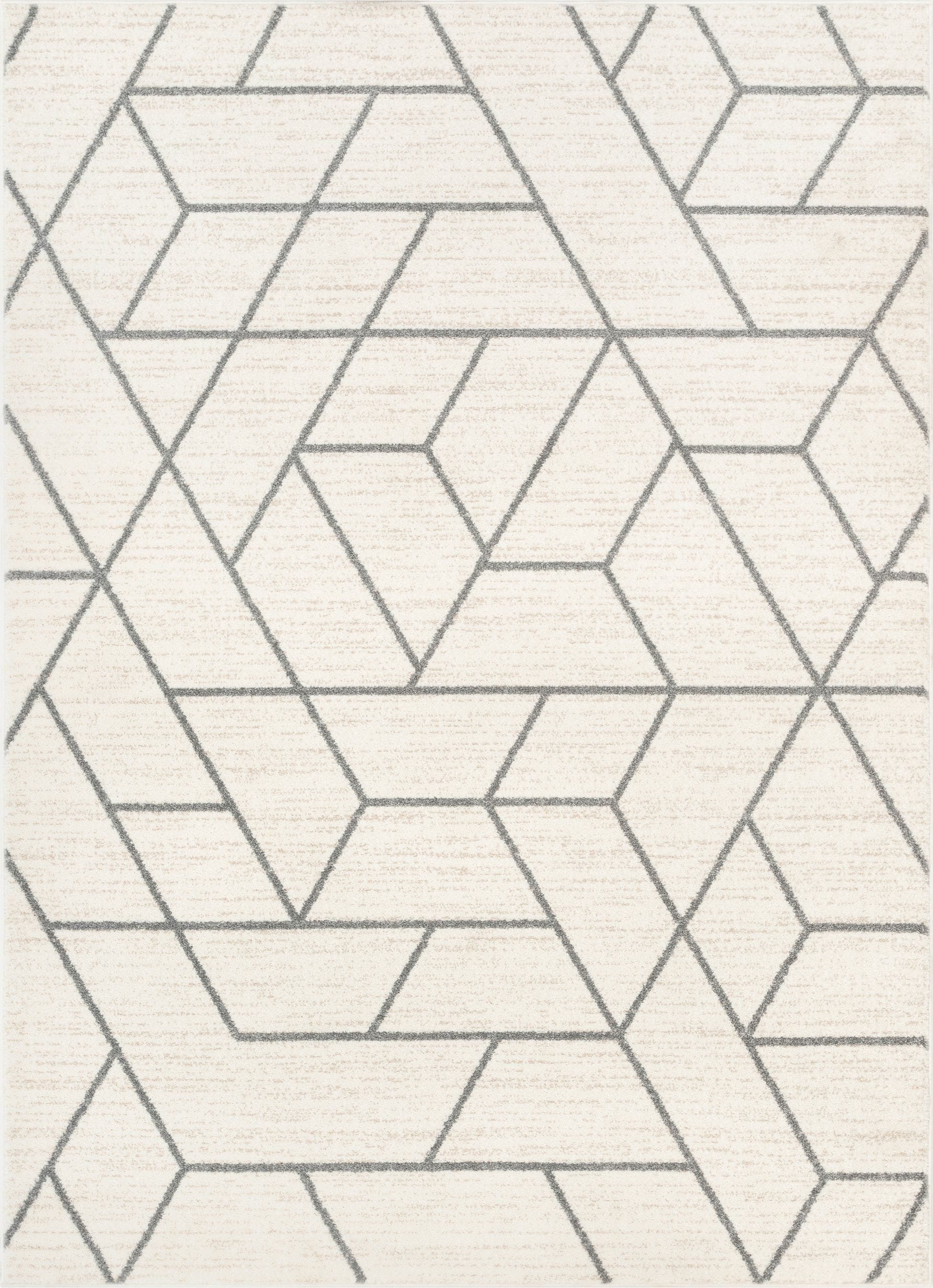 Ivory Geometric Synthetic Reversible Area Rug 3'11" x 5'3"