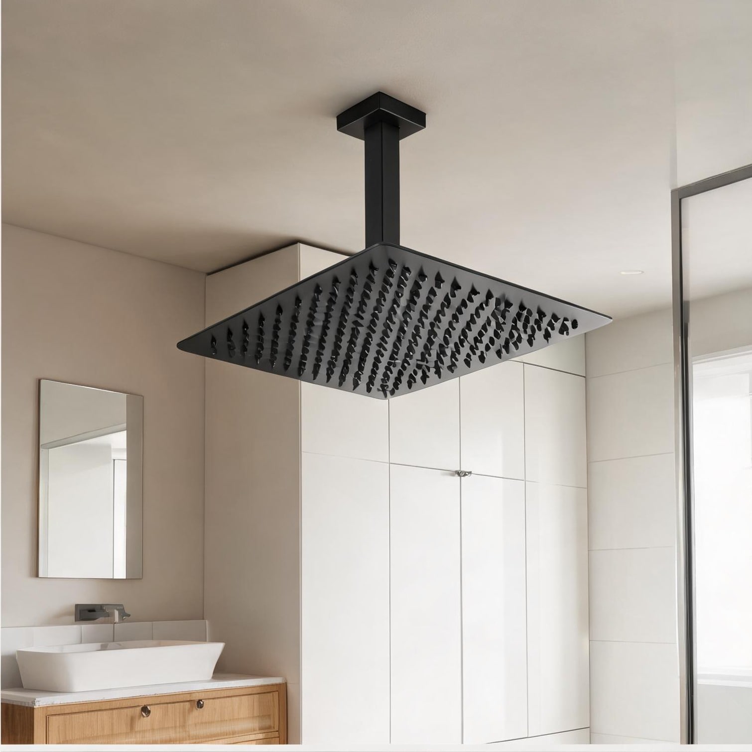 Watnature - Indoor Rainfall Fixed Shower Head with Silicone Nozzles and Standard Connection