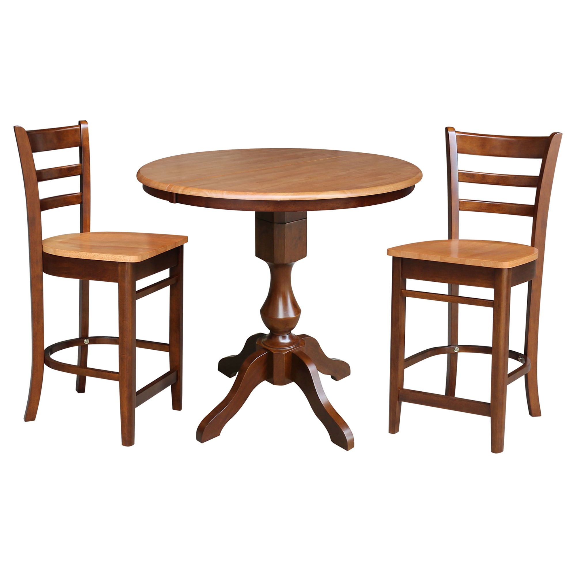 International Concepts K58-36RXT-11-S6172-2 Cinnamon/Espresso Traditional Dining Room Set with Round Table ( Seats 2 )