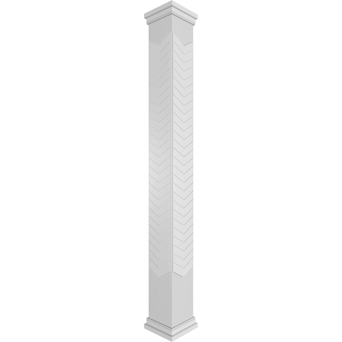 Ekena Millwork CC1210ENCVDPRPR Chevron Modern Fretwork 12-Inches L x 10-Feet Unfinished PVC Column Wrap