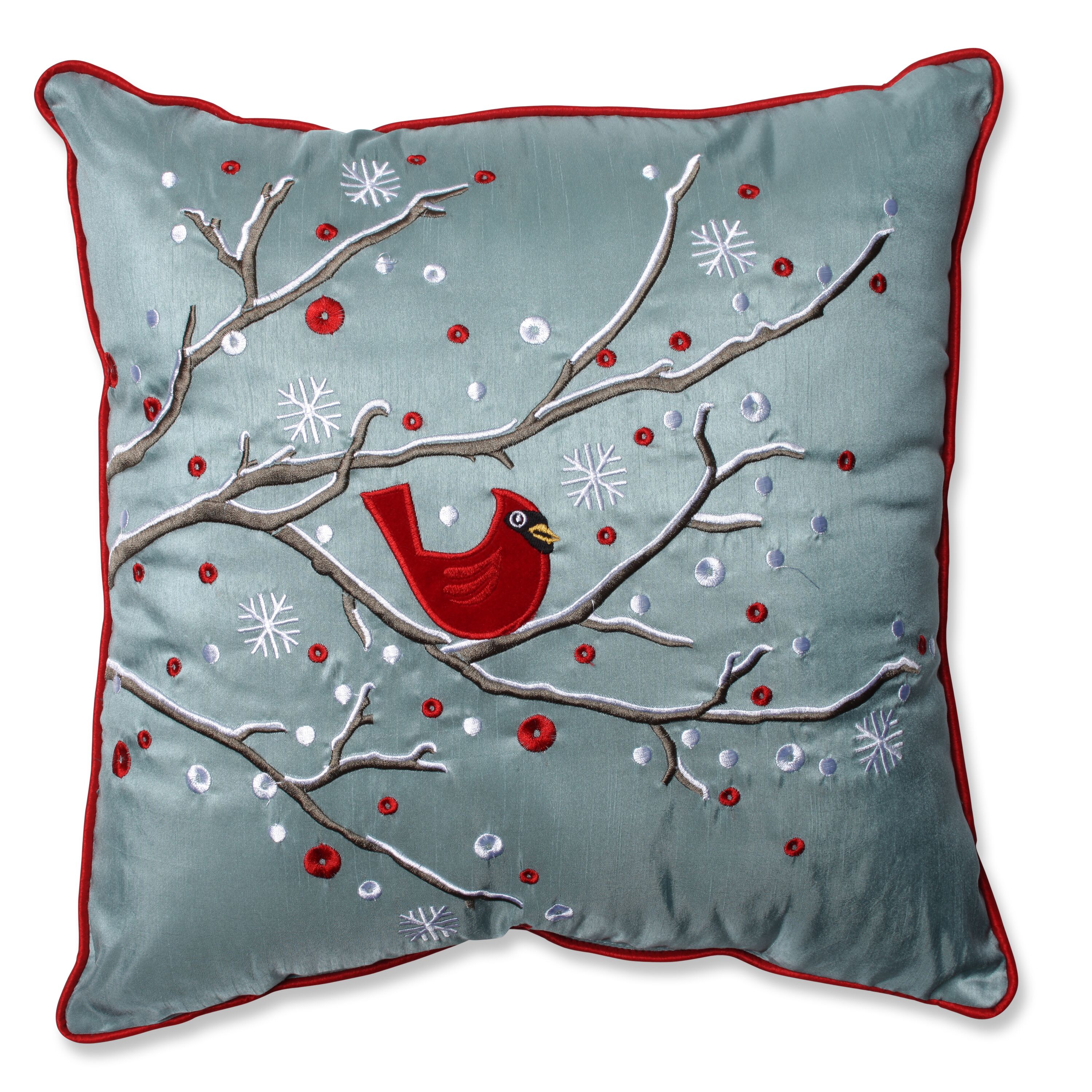 Pillow Perfect 553009 Harvest and Holiday 16-1/2-in x 16-1/2-in Blue Indoor Decorative Pillow