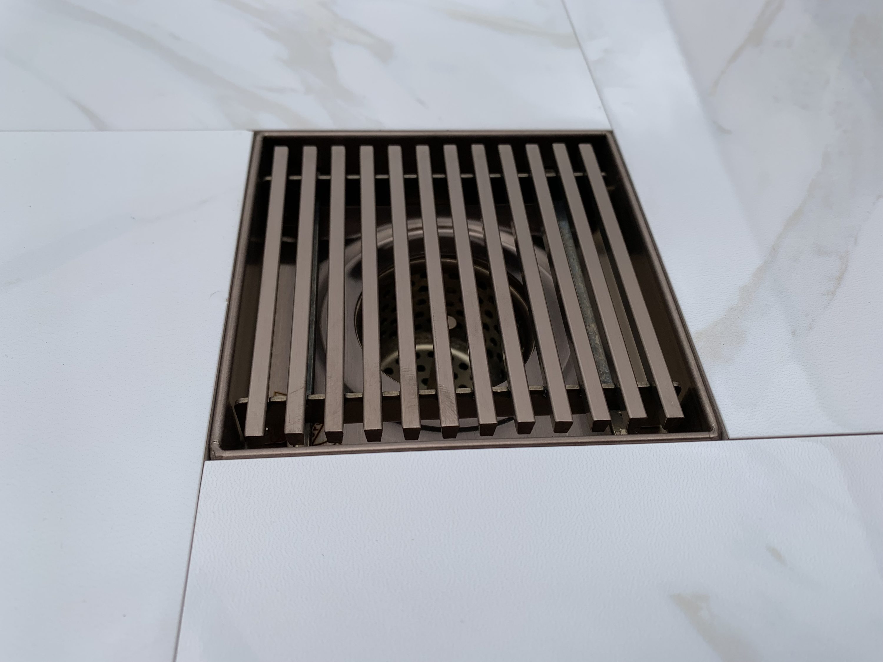 Reln 8 in x 8 in Rose Gold Square Shower Drain with Linear Pattern Drain  Cover in the Shower Drains department at