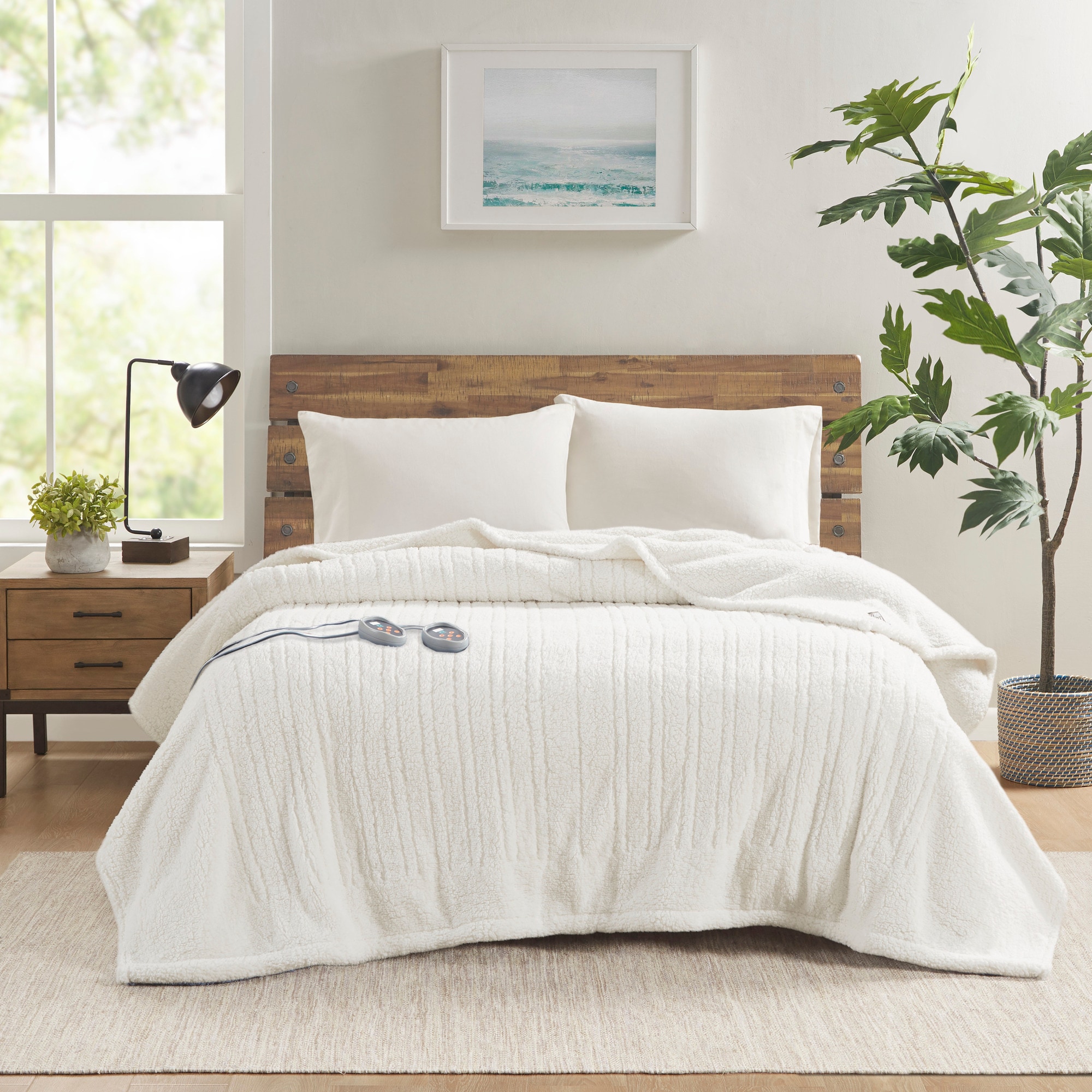 True North by Sleep Philosophy TN54-0491 Ivory 62-in x 84-in Polyester Heated blanket