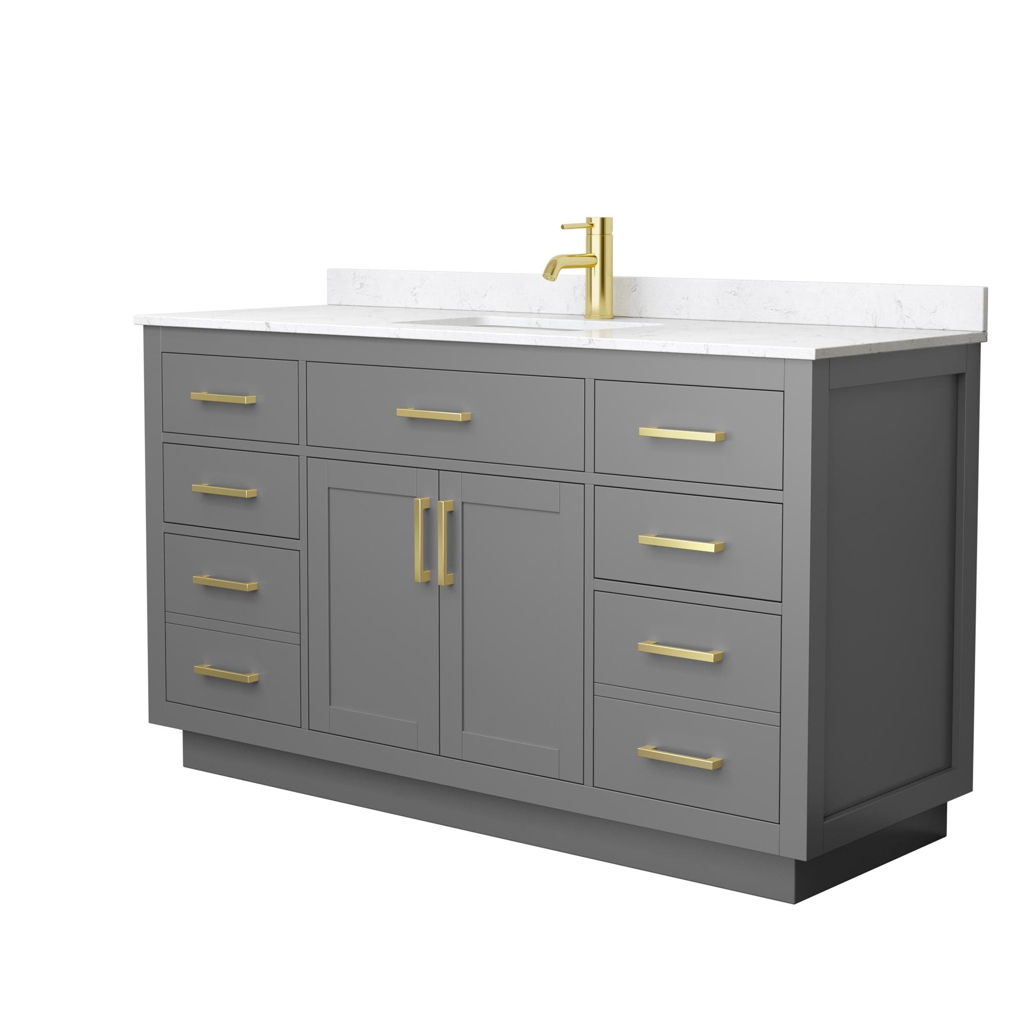 Wyndham Collection WCG262660SGGCCUNSMXX Beckett TK 60-in Dark Gray Undermount Single Sink Bathroom Vanity with Carrara Cultured Marble Top