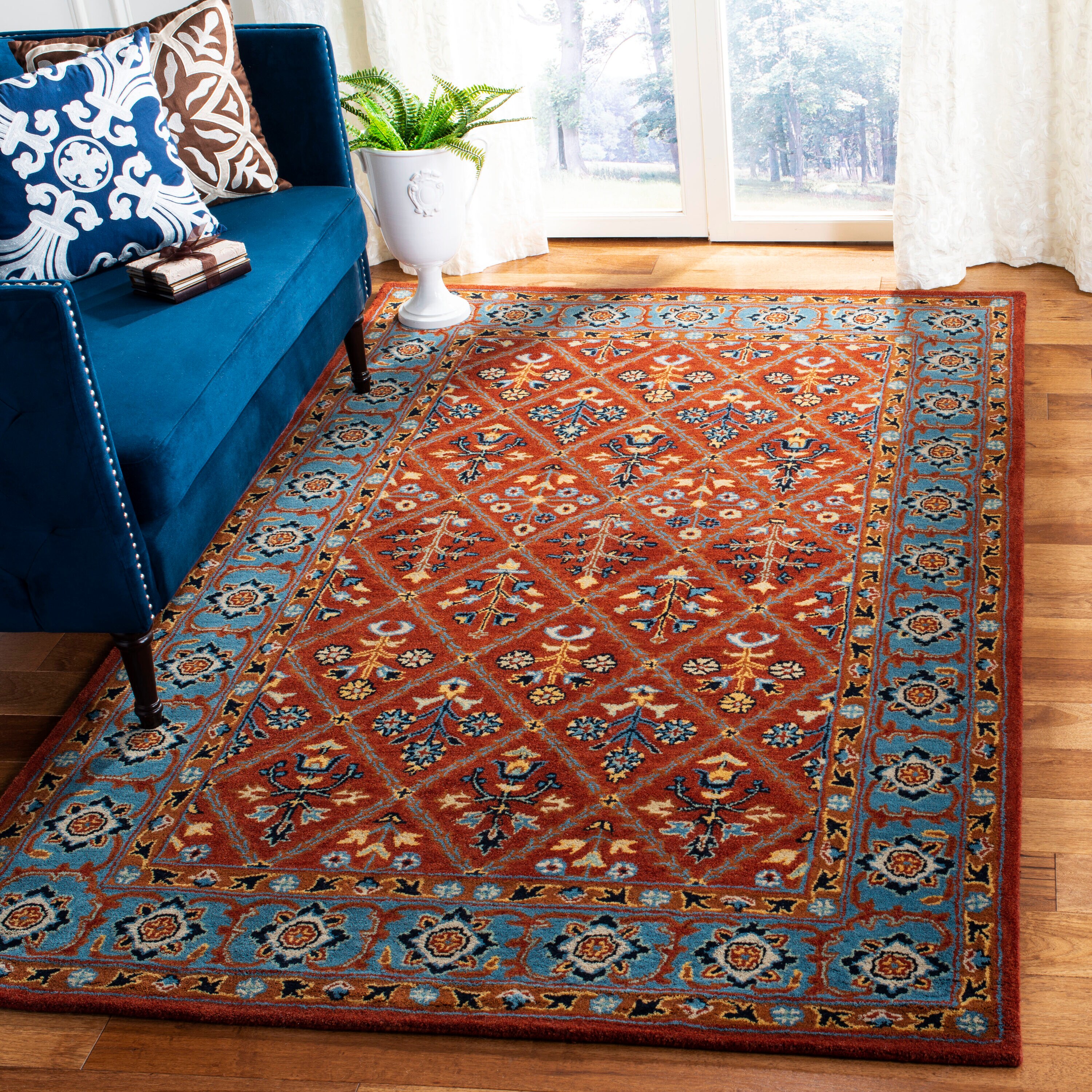  Heritage 738 Red/Blue Traditional 5ft x 8ft Medium Rectangle Rug