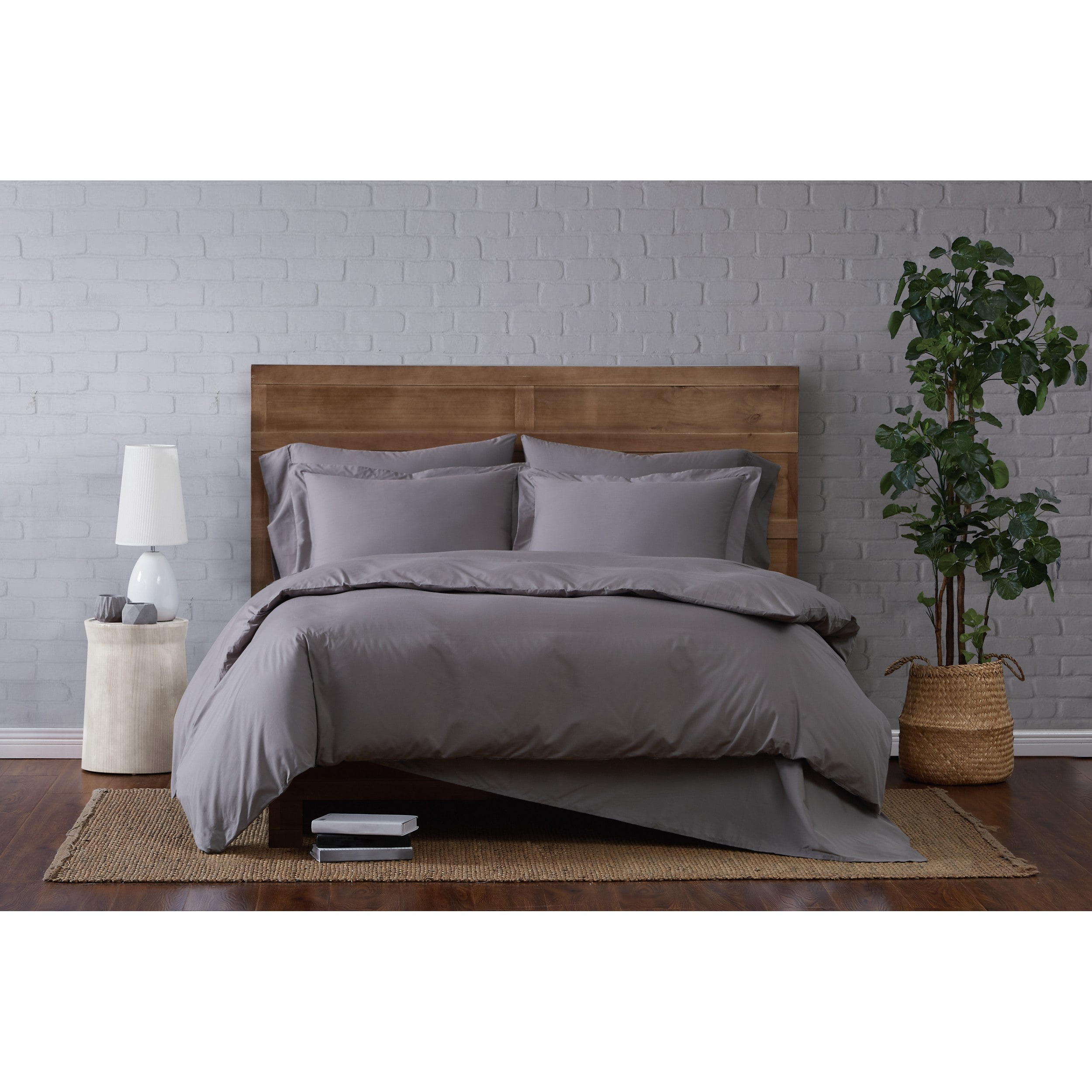Cannon DCS4488GYT-1800 Solid Percale 2 -Piece Grey Twin Duvet cover Set