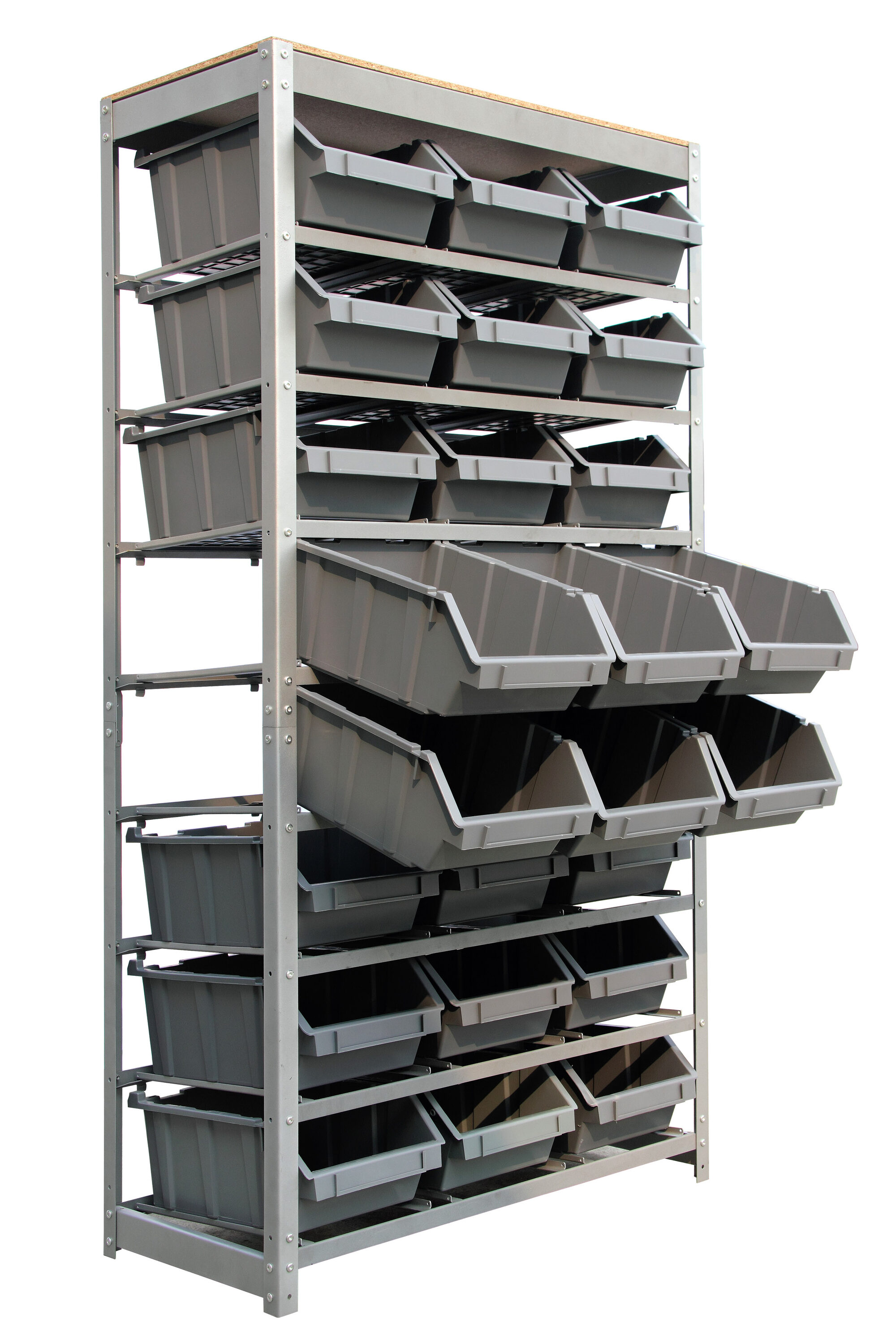 8 Bin Storage Rack Organizer- Wall Mountable Garage Shelving With  Removeable Bins For Tools, Hardware, Crafts By Fleming Supply : Target