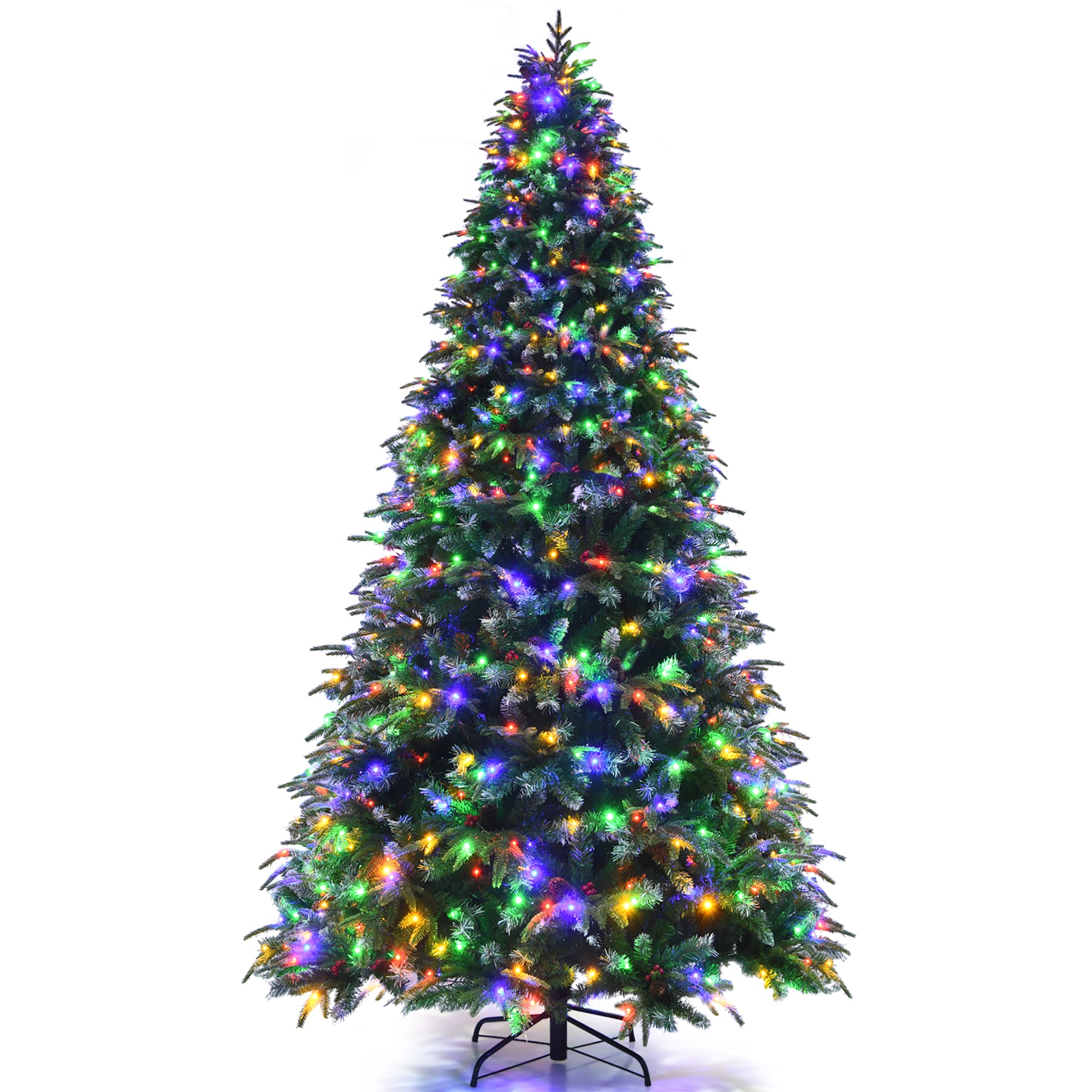 Goplus 9-ft Pre-lit Flocked Artificial Christmas Tree with LED Lights in  the Artificial Christmas Trees department at