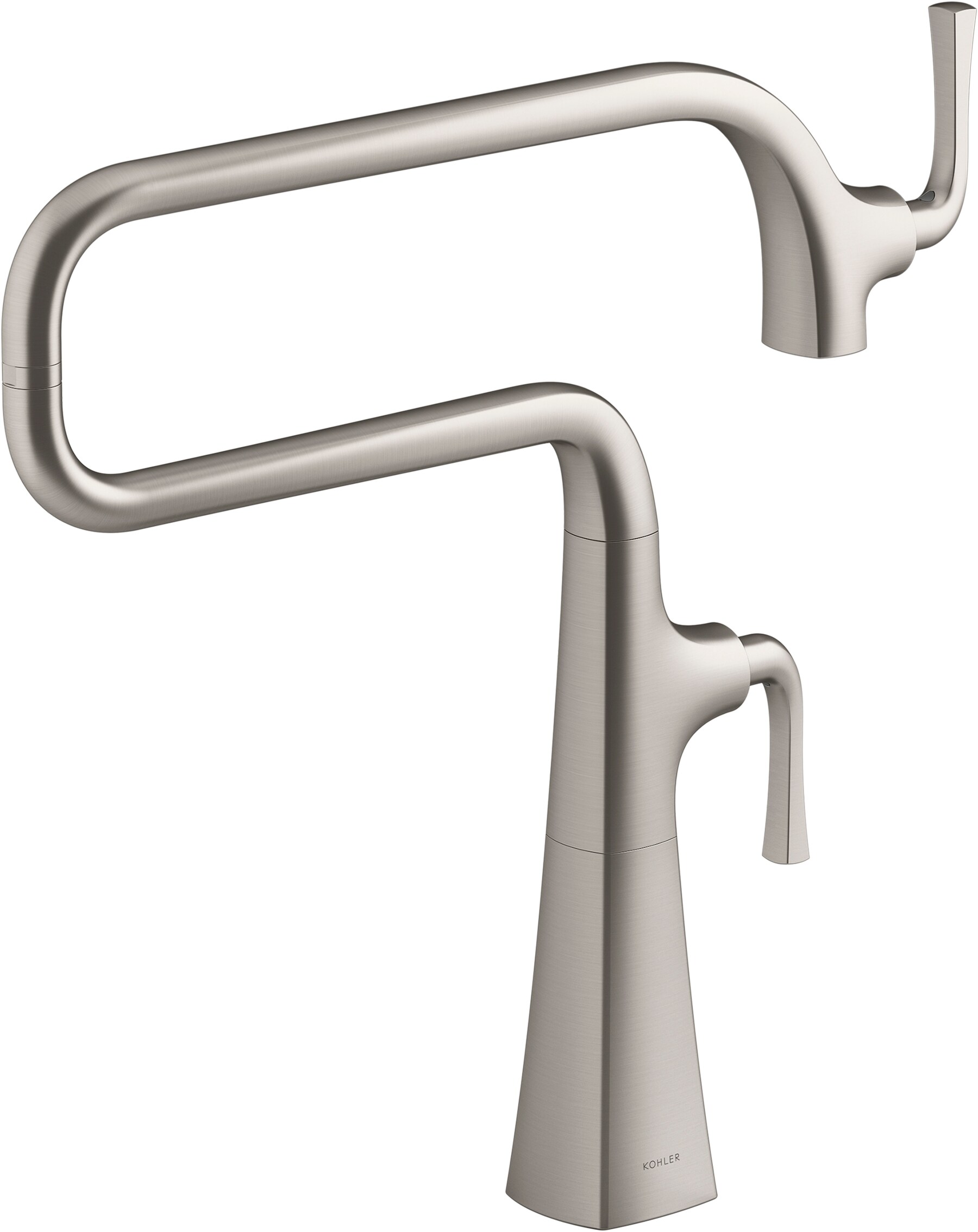 KOHLER K-22067-VS Graze Vibrant Stainless Double Handle Deck-mount Pot Filler Kitchen Faucet