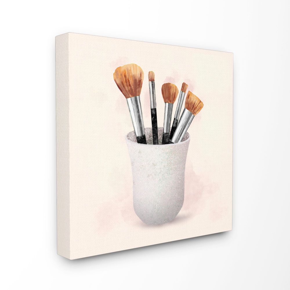Stupell Industries Makeup Brush Neutral Pink Grey Fashion Painting Oversized Stretched Canvas Wall Art by Ziwei Li, 24 x 1.5 x 24 in the Wall Art department at Lowes.com