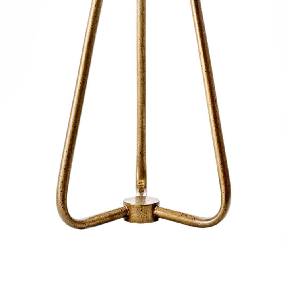 Antique Brass Metal Tripod Table Lamp with White Fabric Shade