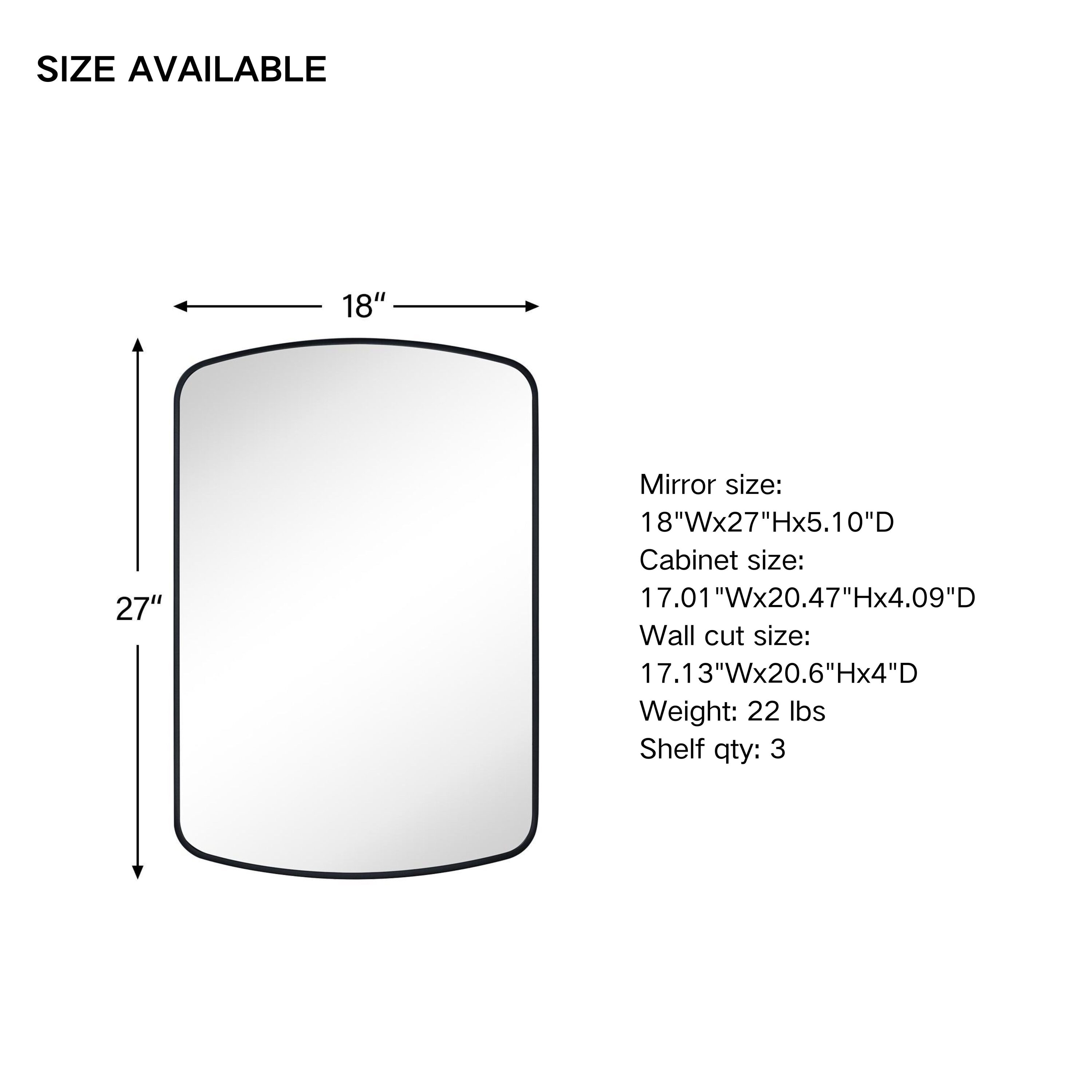 Matte Black Arched Metal Framed Bathroom Medicine Cabinet with Mirror