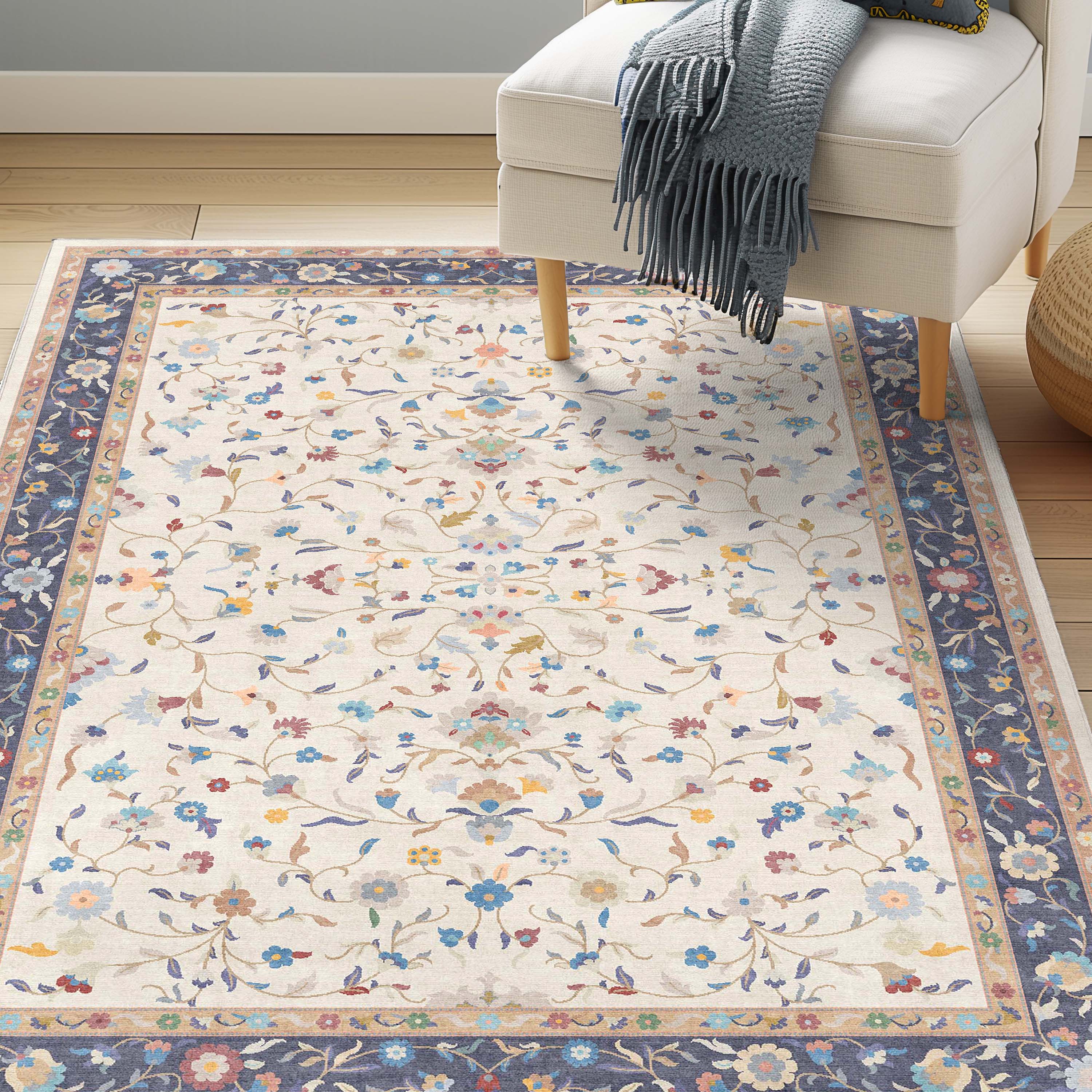Well Woven CRA-37A-5 Crayola 5 x 7 (ft) Polyester Ivory Multı Rectangular Indoor Floral/Botanical Oriental Area rug