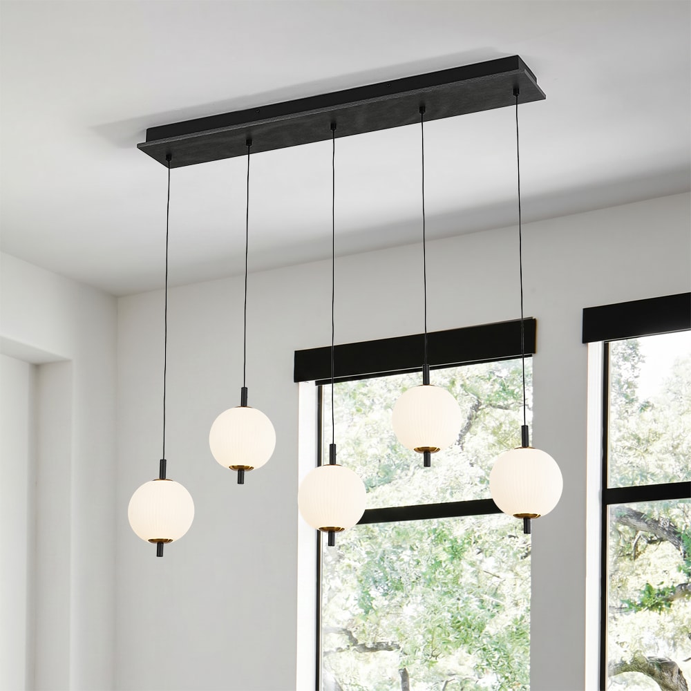 Wonderindoor 5 -Light Matte Black LED PVC Metal Chandelier