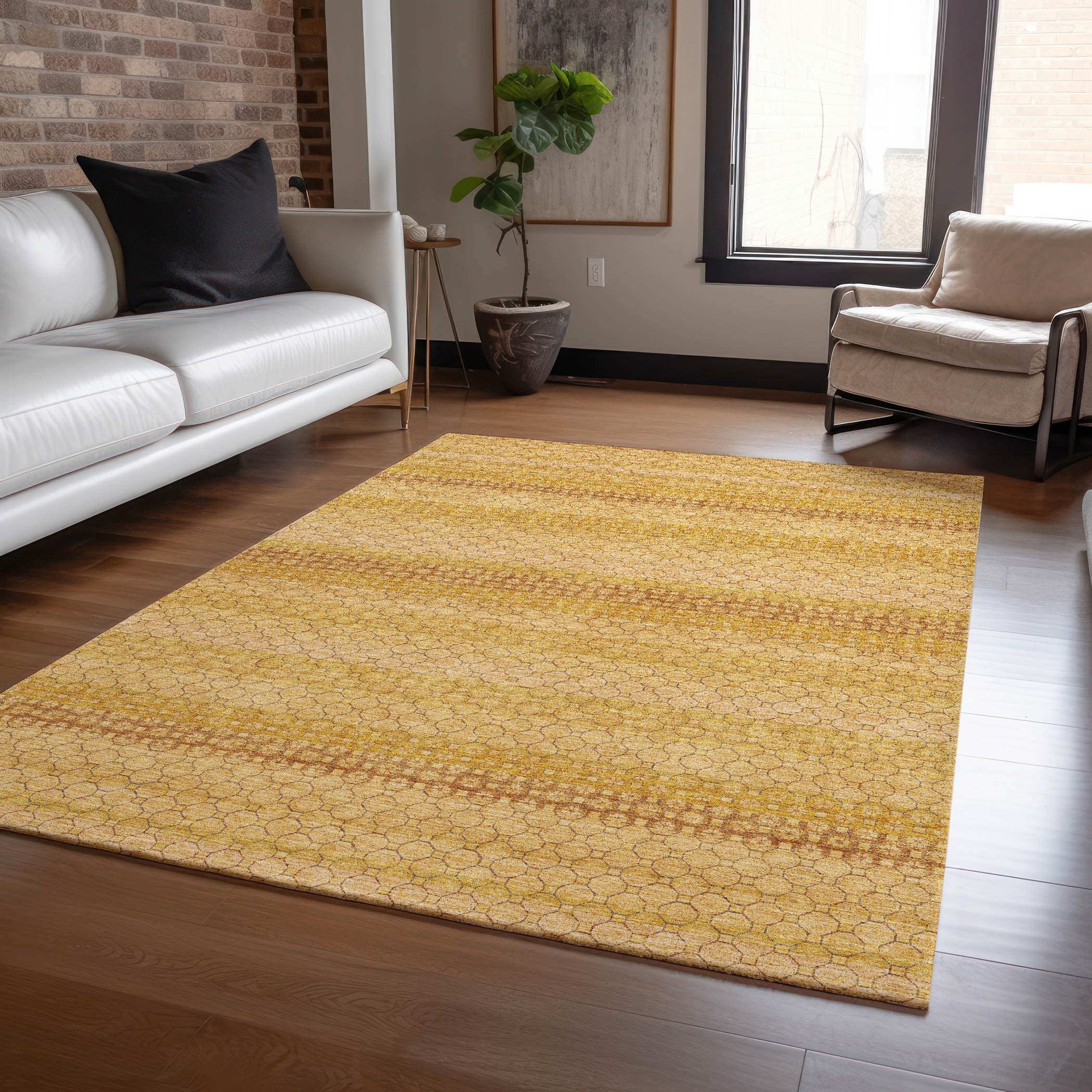Addison Rugs ACN1427WH30X46 Chantille ACN1427WH 2 x 3 (ft) Polyester Wheat Rectangular Indoor/Outdoor Geometric Machine washable Area rug