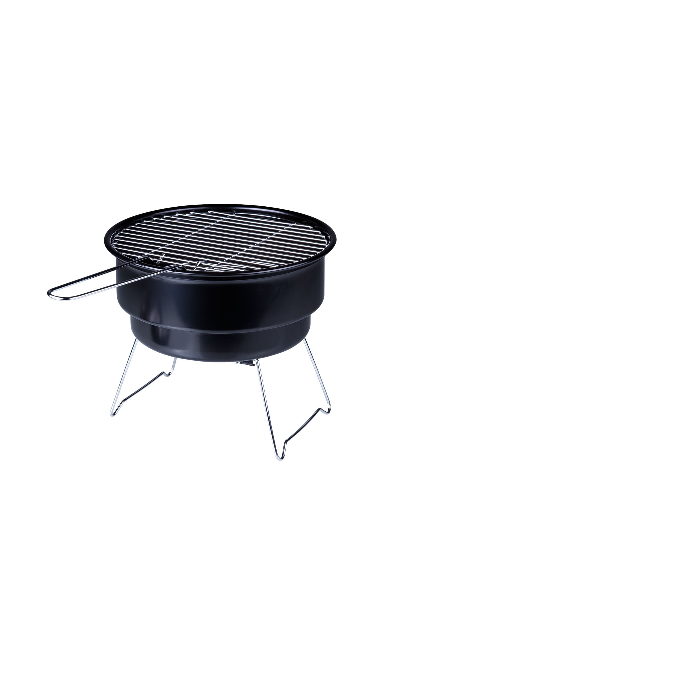 Black Chrome Portable Charcoal Grill with Cooler Tote