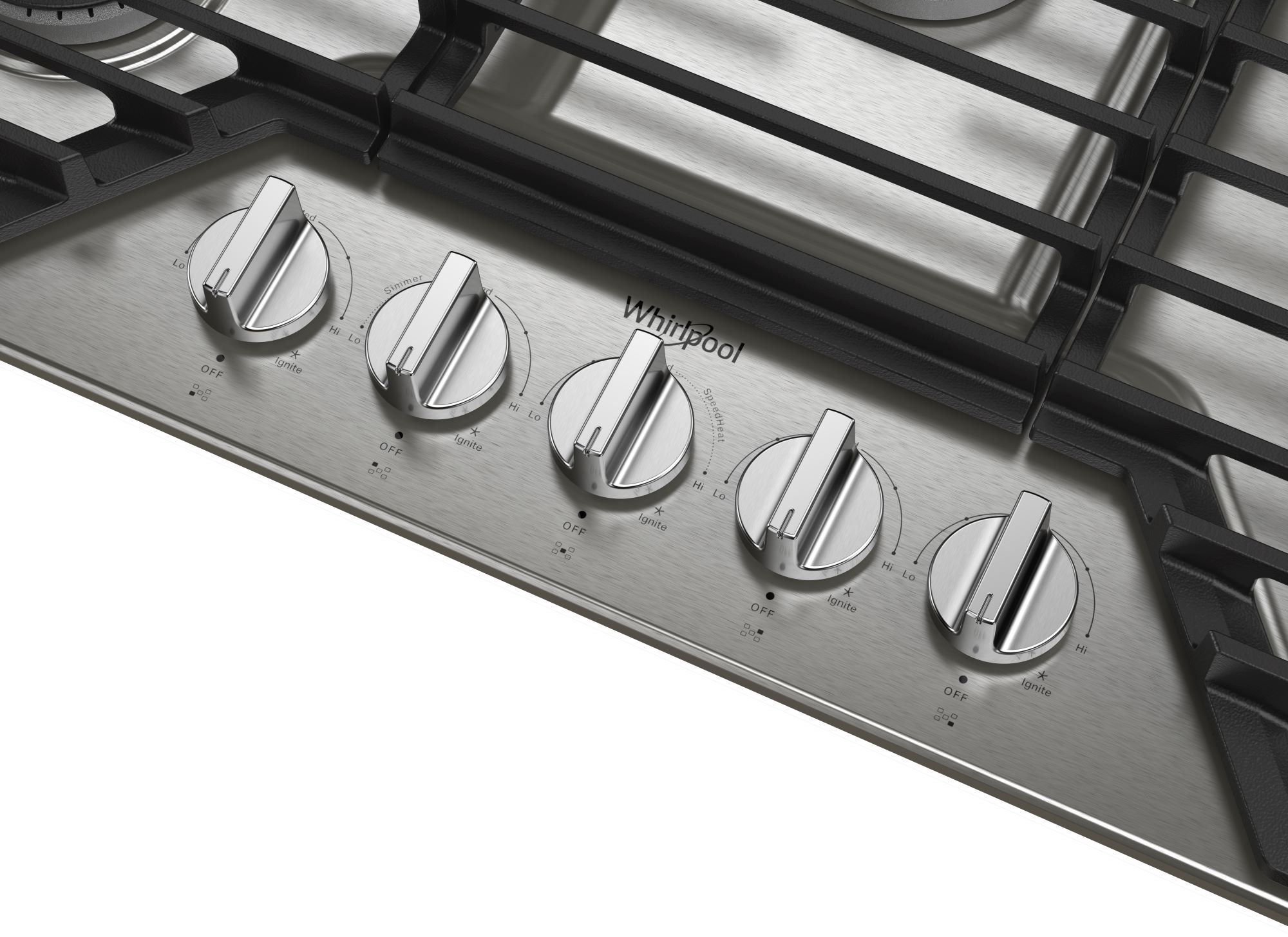 Whirlpool 36-in 5 Burners Stainless Steel Gas Cooktop WCGK5036PS at ...