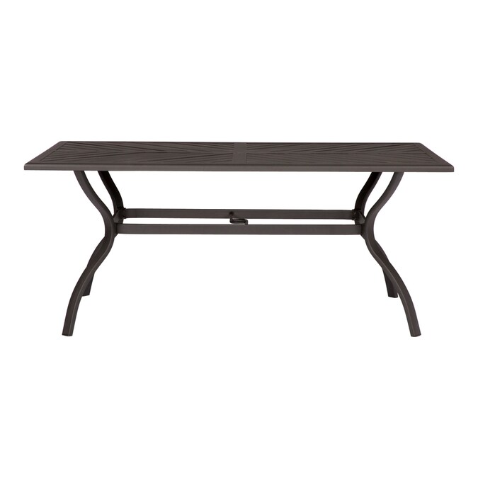 Allen Roth Everchase Rectangle Outdoor Dining Table 43 3 In W X 70 L With Umbrella Hole The Patio Tables Department At Com - Allen And Roth Everchase White Patio Dining Set