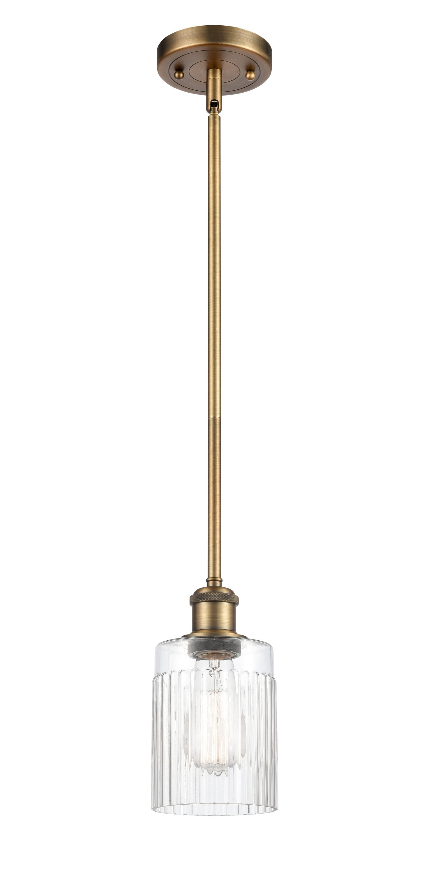 Innovations Lighting 516-1S-BB-G342 Hadley Brushed Brass Modern/contemporary Clear glass Drum Mini Hanging Pendant light