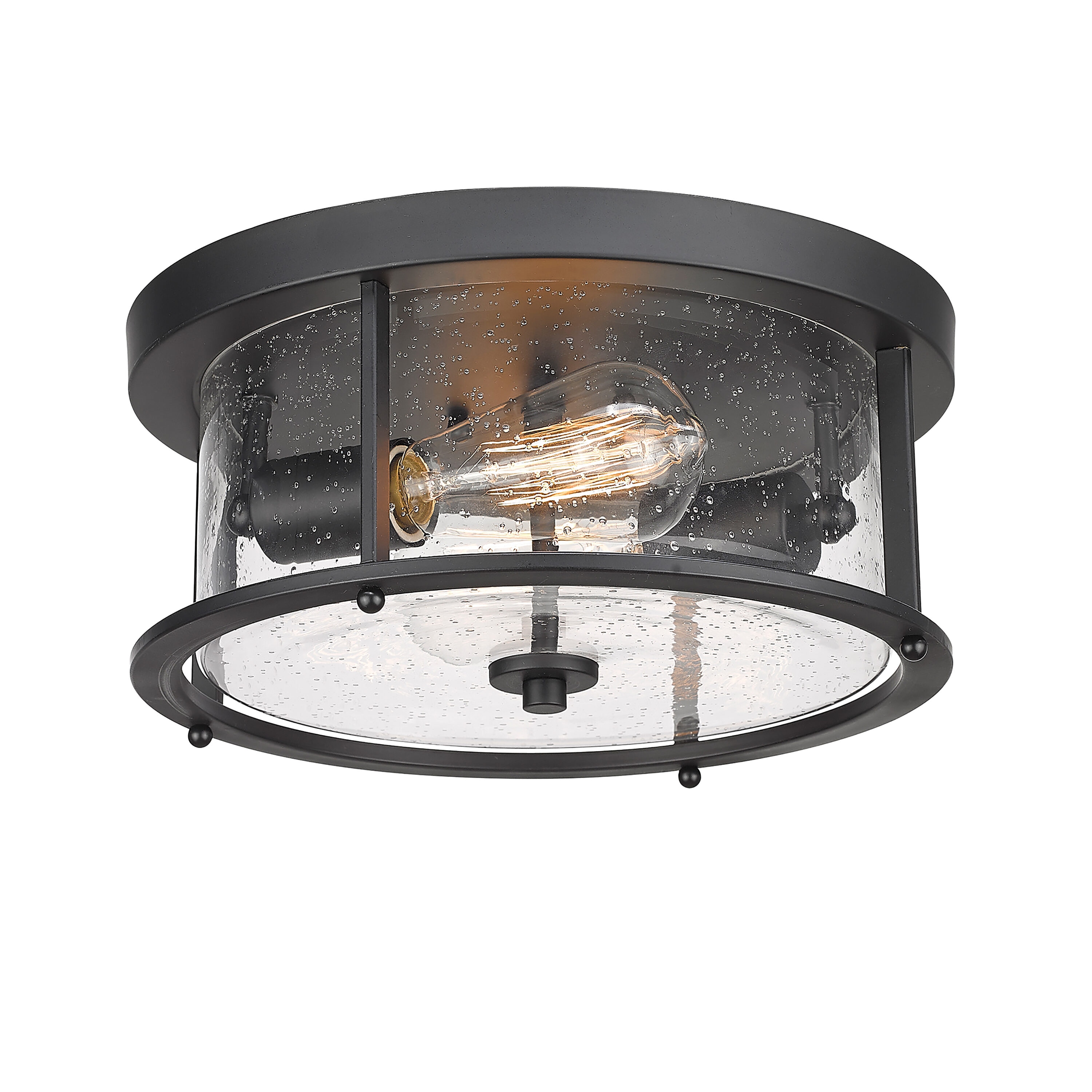 LTMATE JAZAVA 2-Light 11.7-in Black Flush Mount Light in the Flush ...