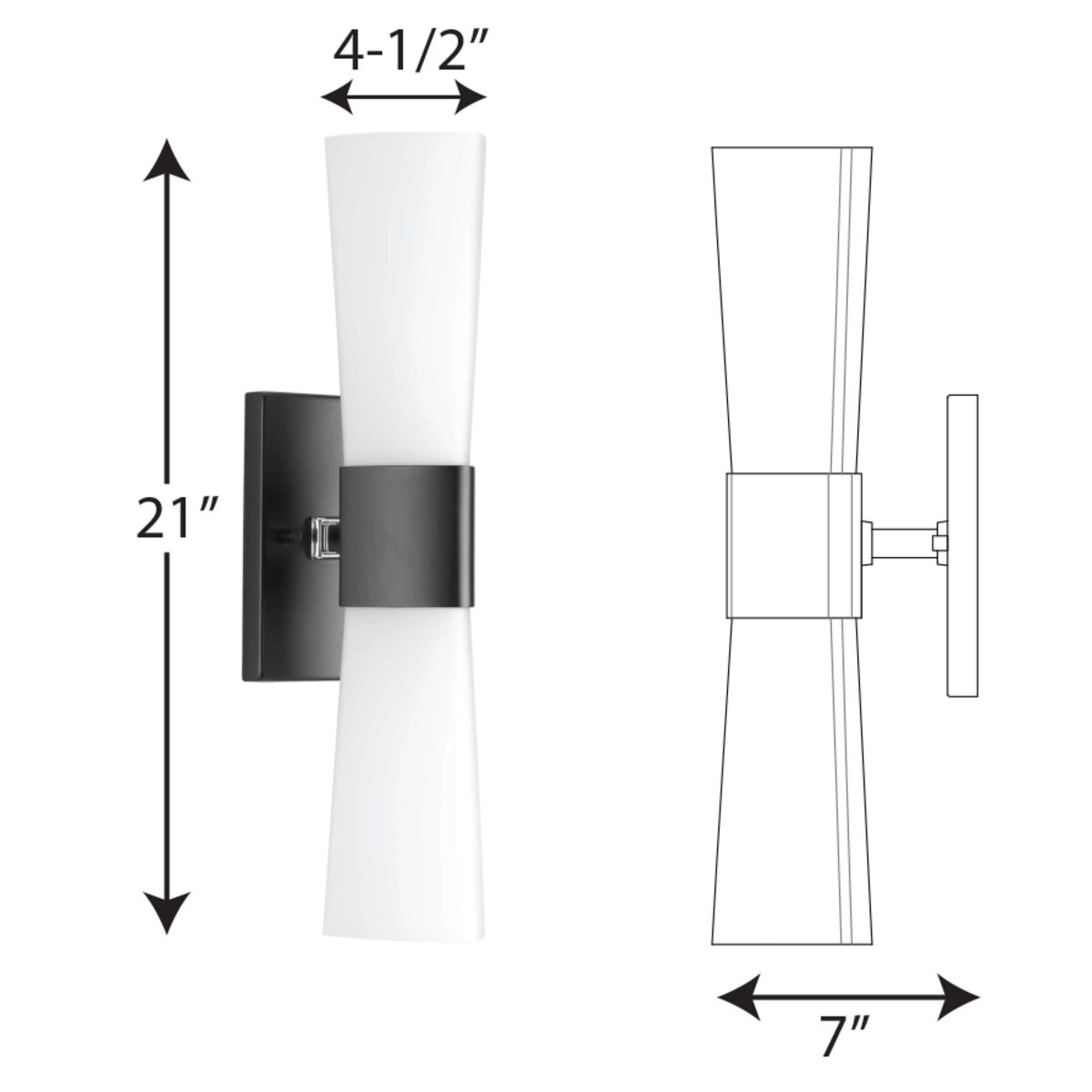 Progress Lighting Zura 4.5in 2Light Matte Black Modern/Contemporary Vanity Light in the Vanity