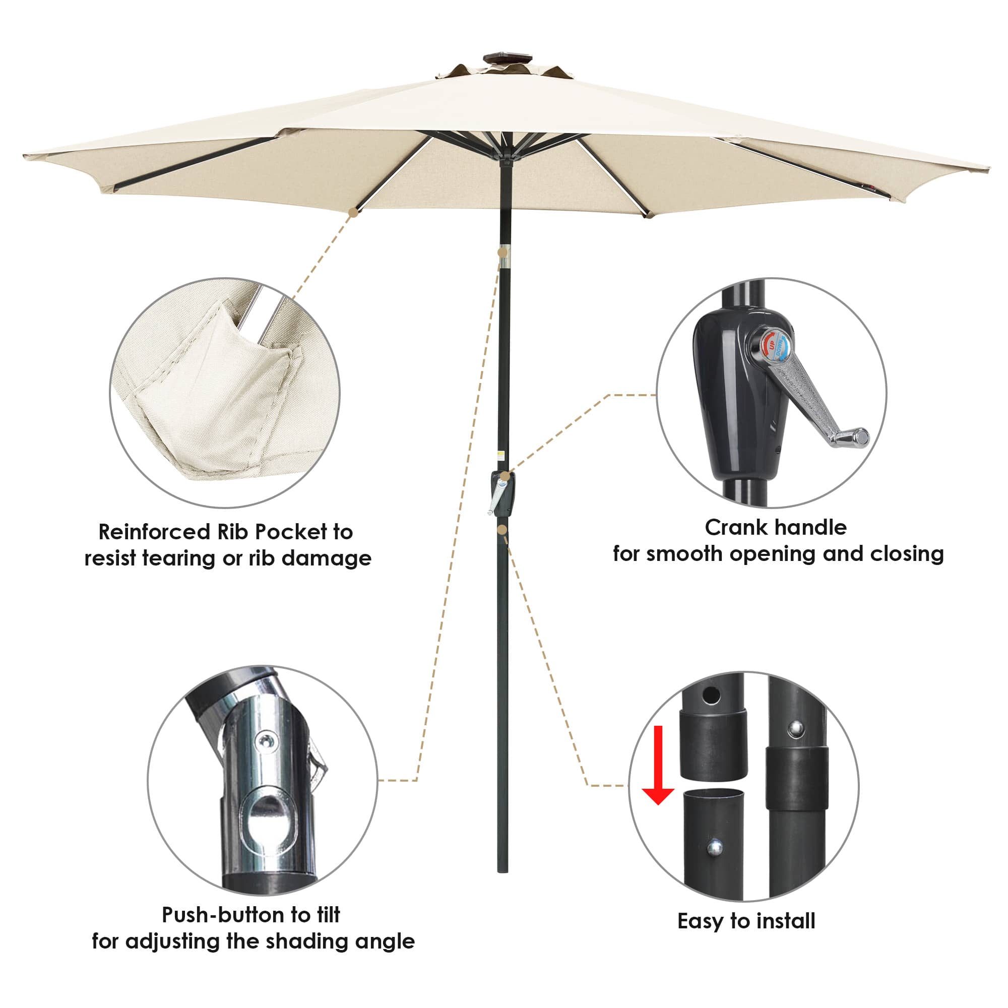 Yescom 07UMB030-10L-WHIT-LO Umbrellas-2 - View #5