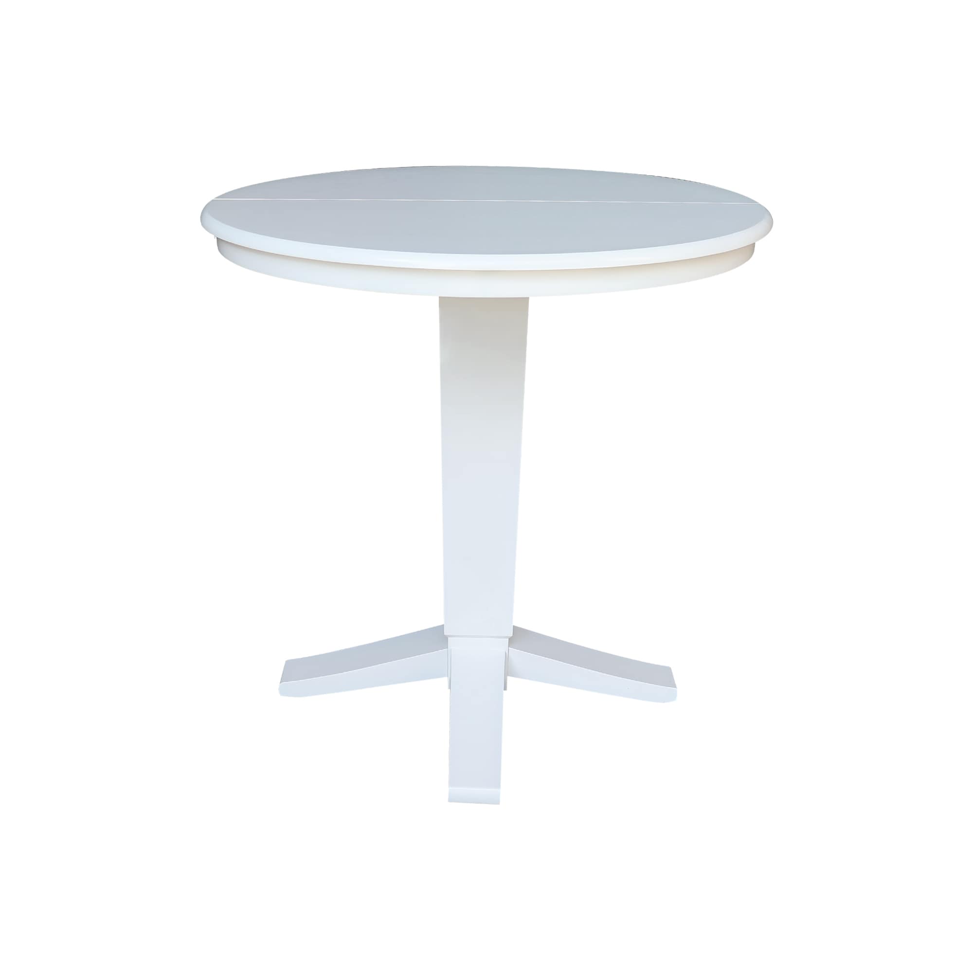 International Concepts K08-36RXT-23B-36 White Round Traditional Counter Table, Wood with White Wood Pedestal Base 36-in L x 35.9-in H