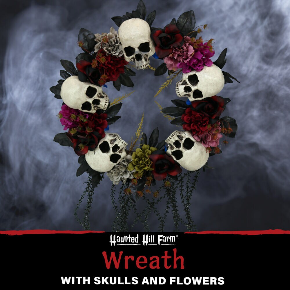 Haunted Hill Farm HHWTHSKL-2 Artificial-Halloween-Wreaths - View #3