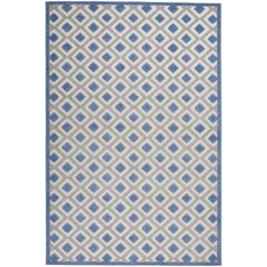 HomeRoots 4000385151 5 x 7 (ft) Polypropylene Blue Grey Rectangular Indoor/Outdoor Geometric Area rug